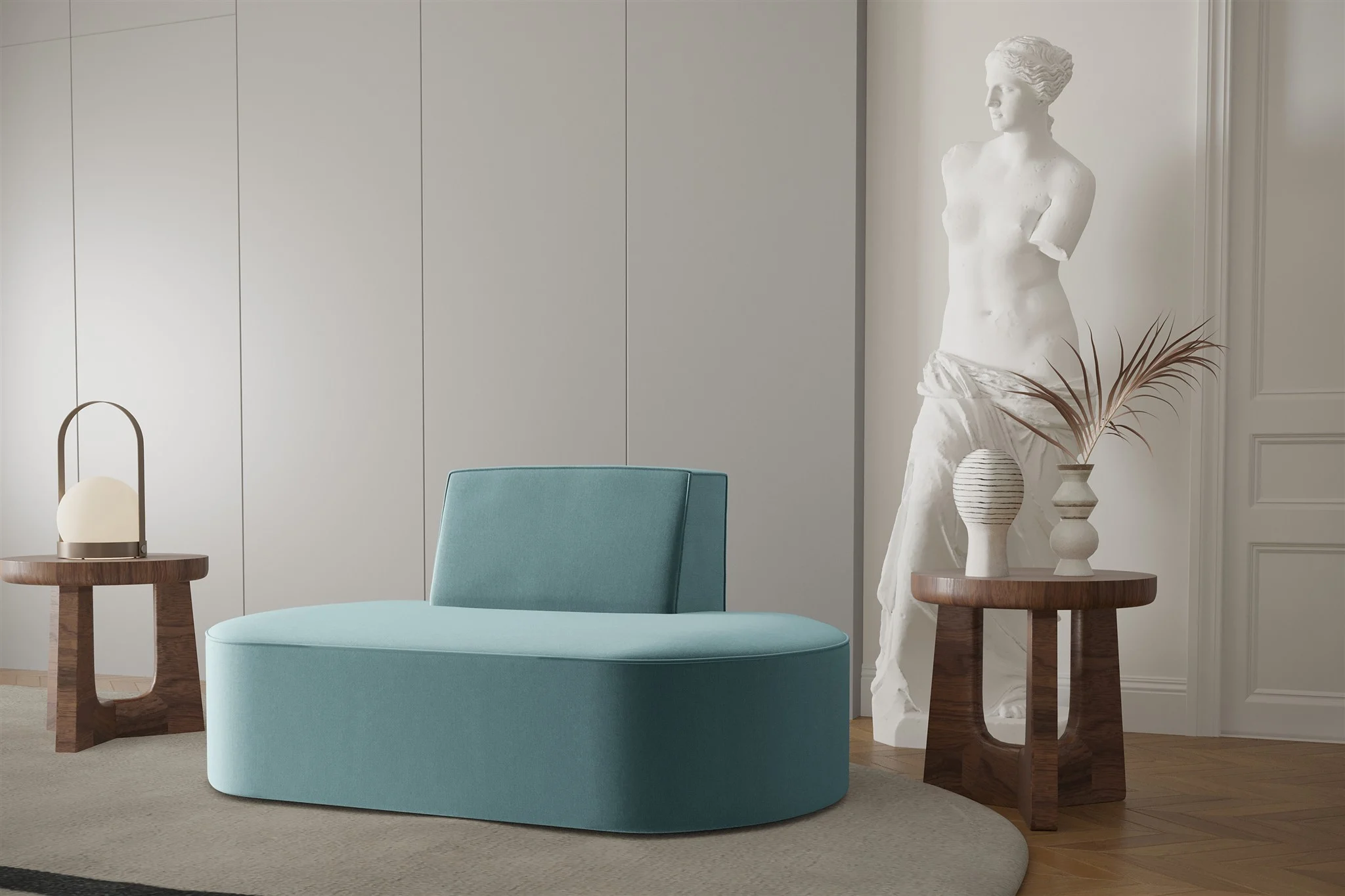 Sessel Designersessel MILOT in Stoff Opera Velvet Aquablau - Fun Moebel