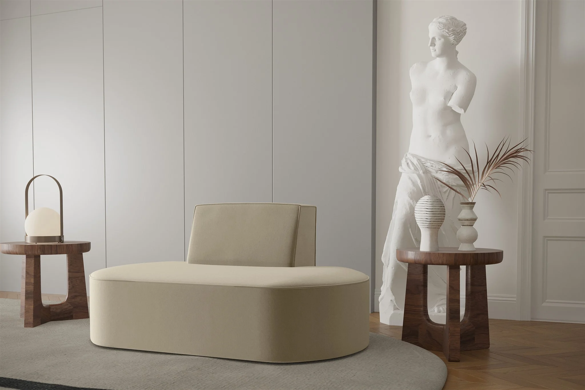 Sessel Designersessel MILOT in Stoff Opera Velvet Beige - Fun Moebel