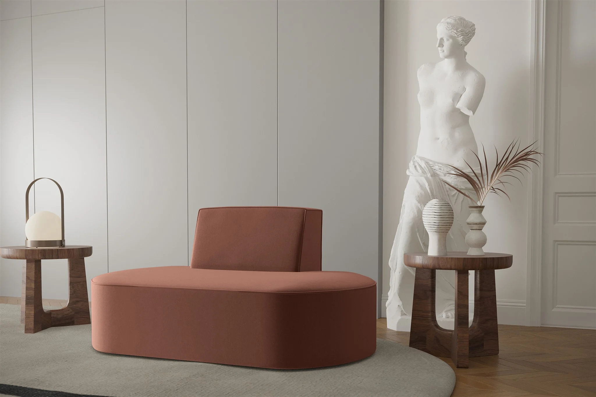 Sessel Designersessel MILOT in Stoff Opera Velvet Rotbraun - Fun Moebel