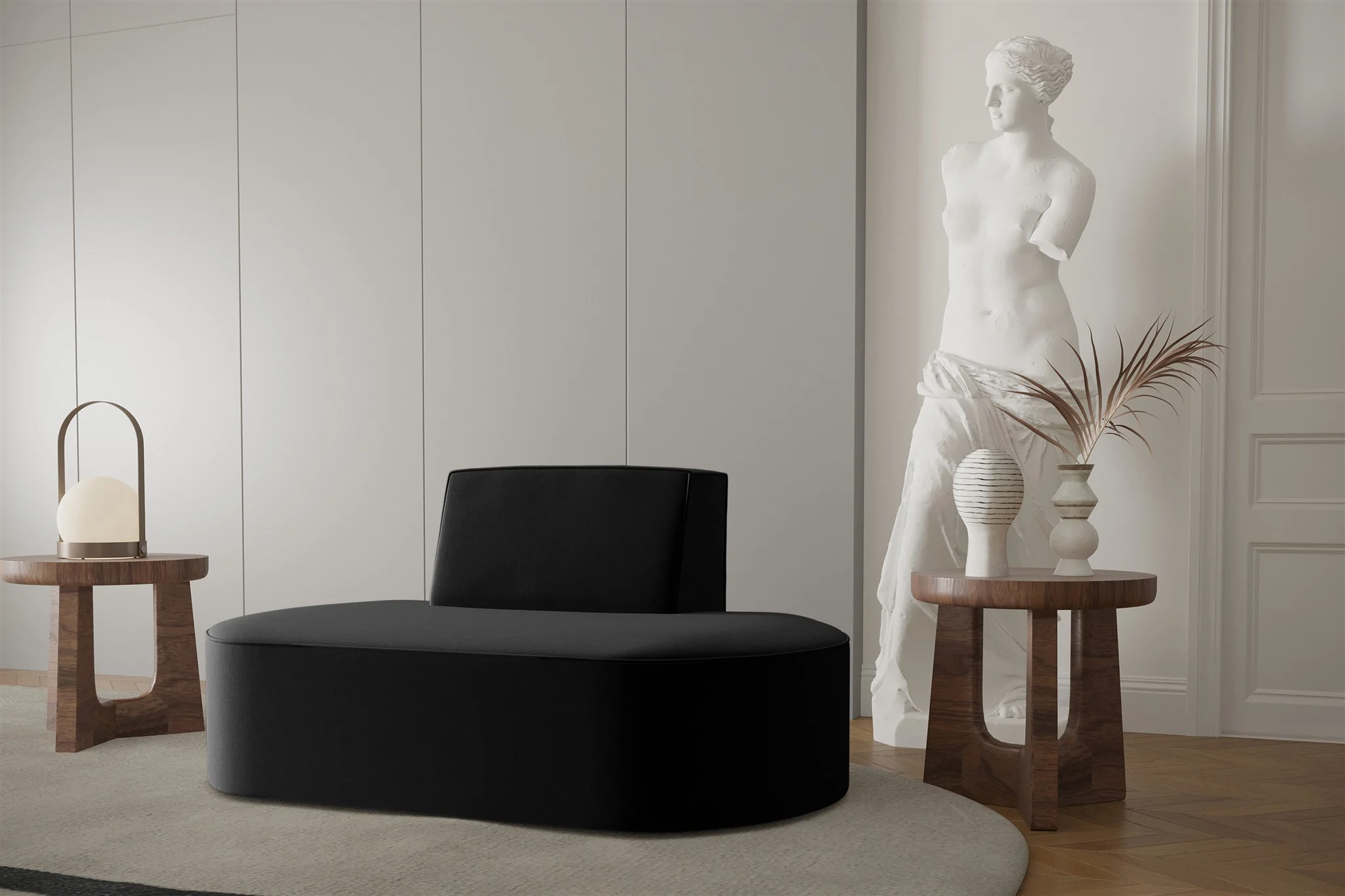 Sessel Designersessel MILOT in Stoff Opera Velvet Schwarz - Fun Moebel