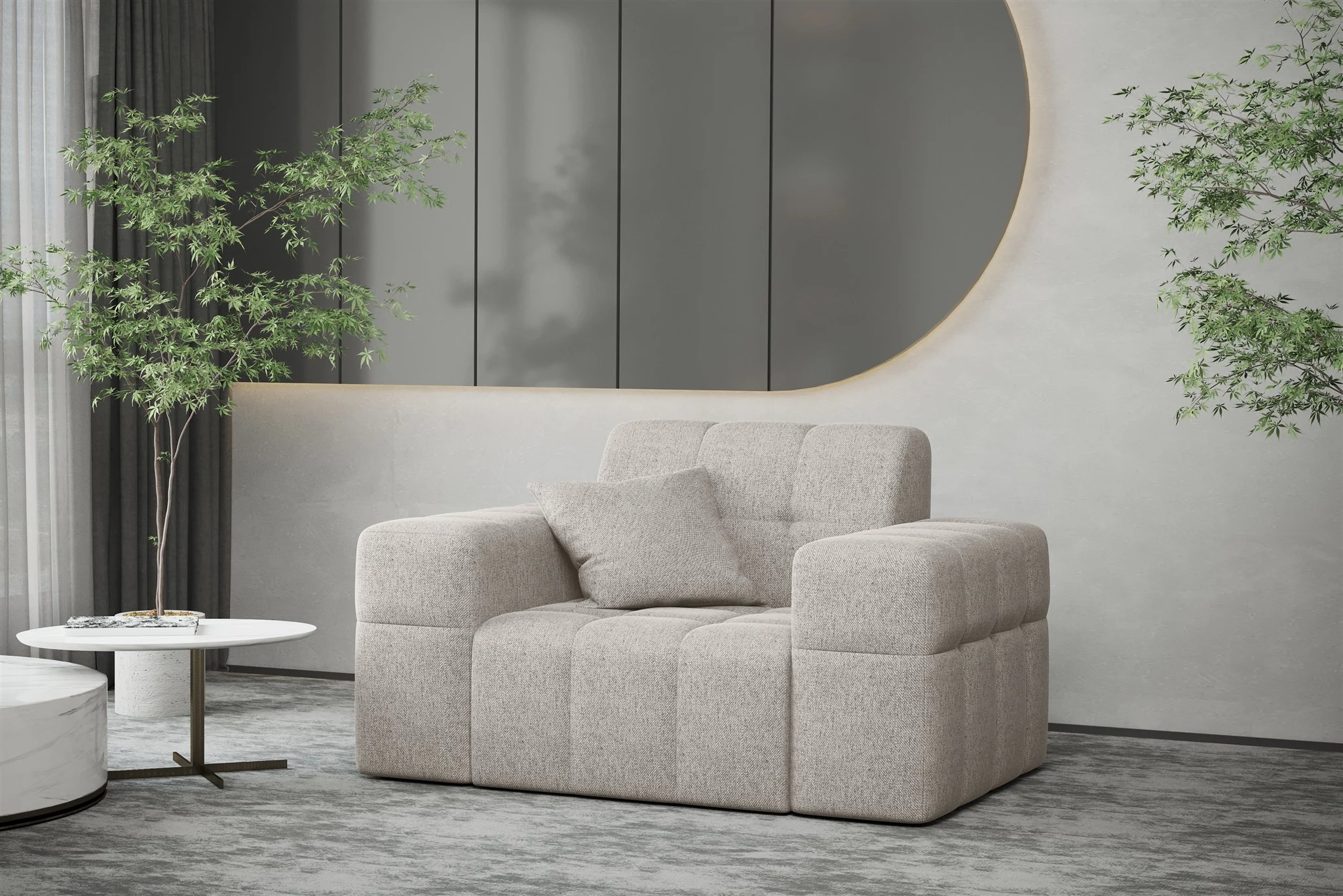 Sessel Designersessel NANCY in Stoff Neve Beige - Fun Möbel