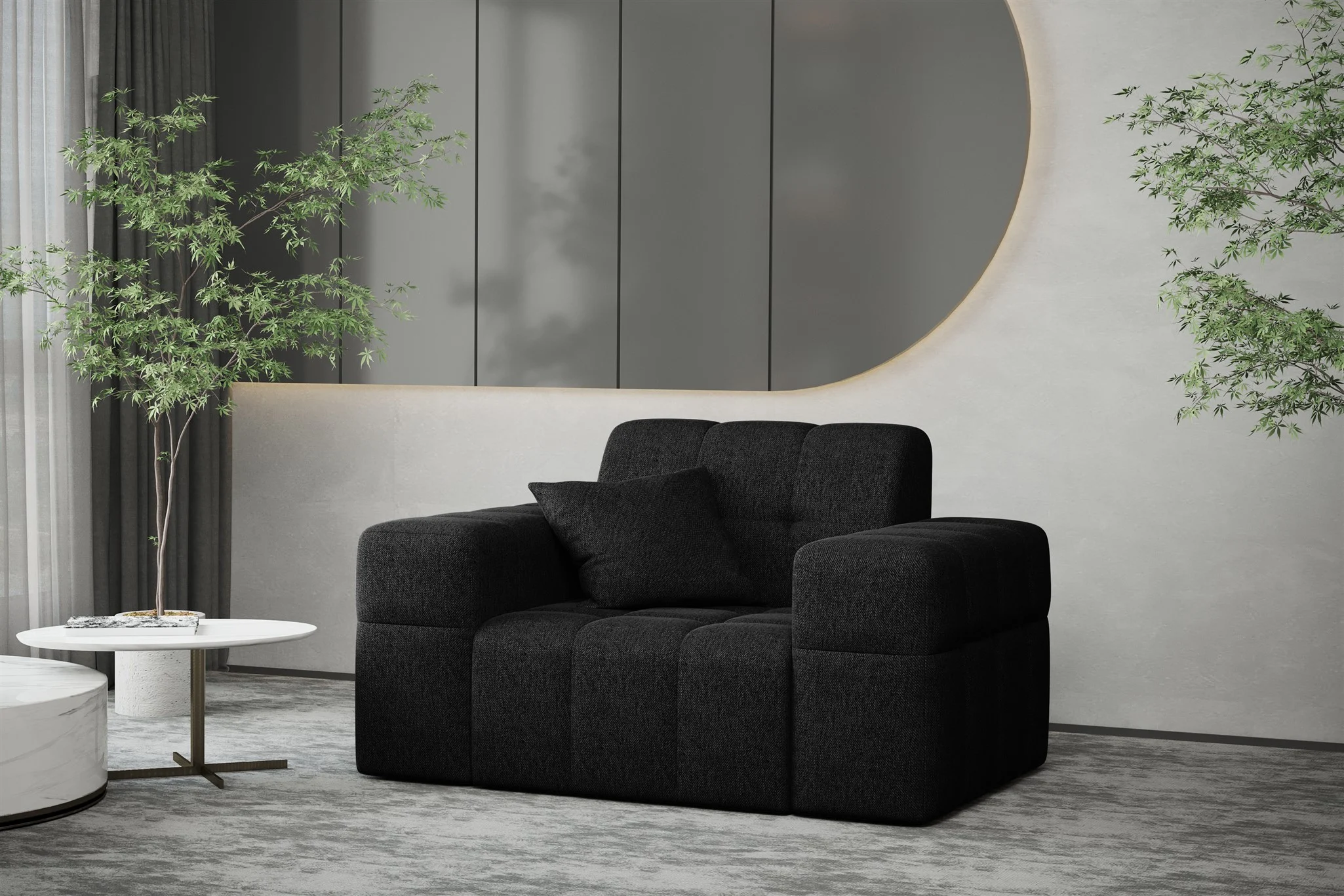 Sessel Designersessel NANCY in Stoff Neve Schwarz - Fun Möbel