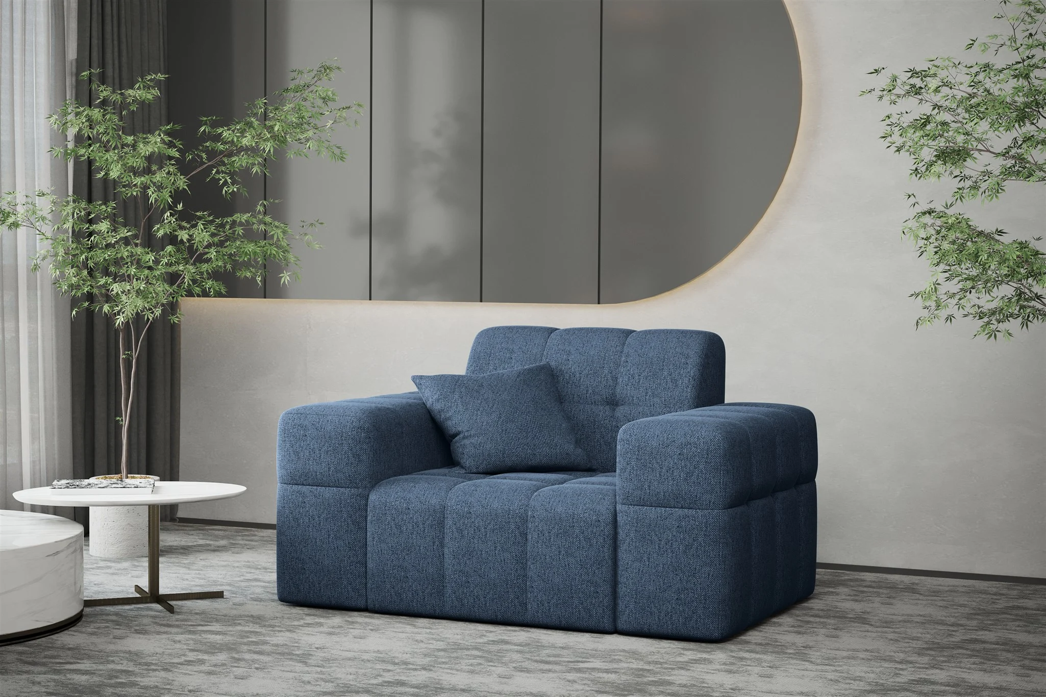 Sessel Designersessel NANCY in Stoff Neve Blau - Fun Möbel