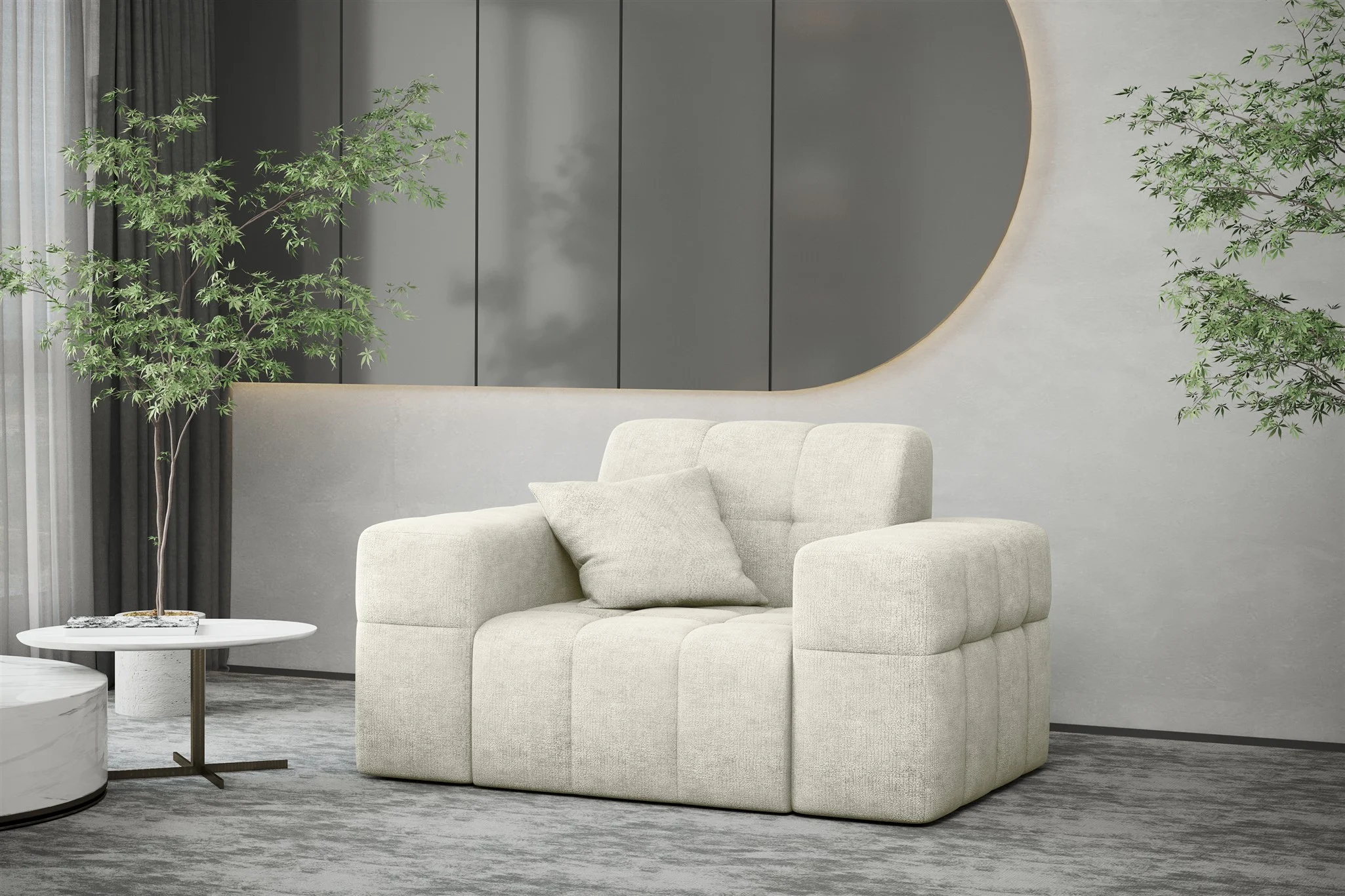 Sessel Designersessel NANCY in Stoff Perfekt Harmony Pearl - Fun Möbel