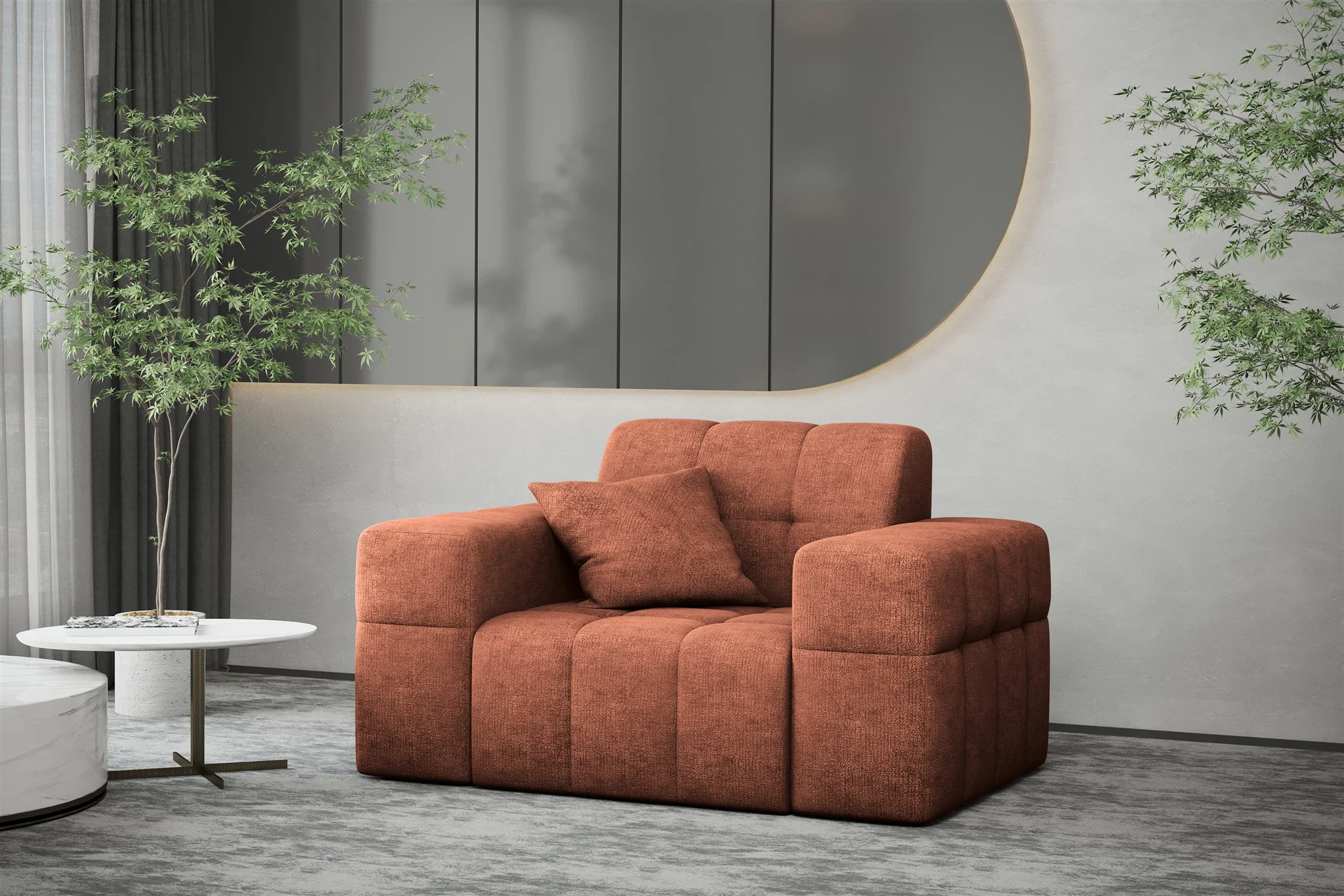 Sessel Designersessel NANCY in Stoff Perfekt Harmony Rostbraun - Fun Möbel