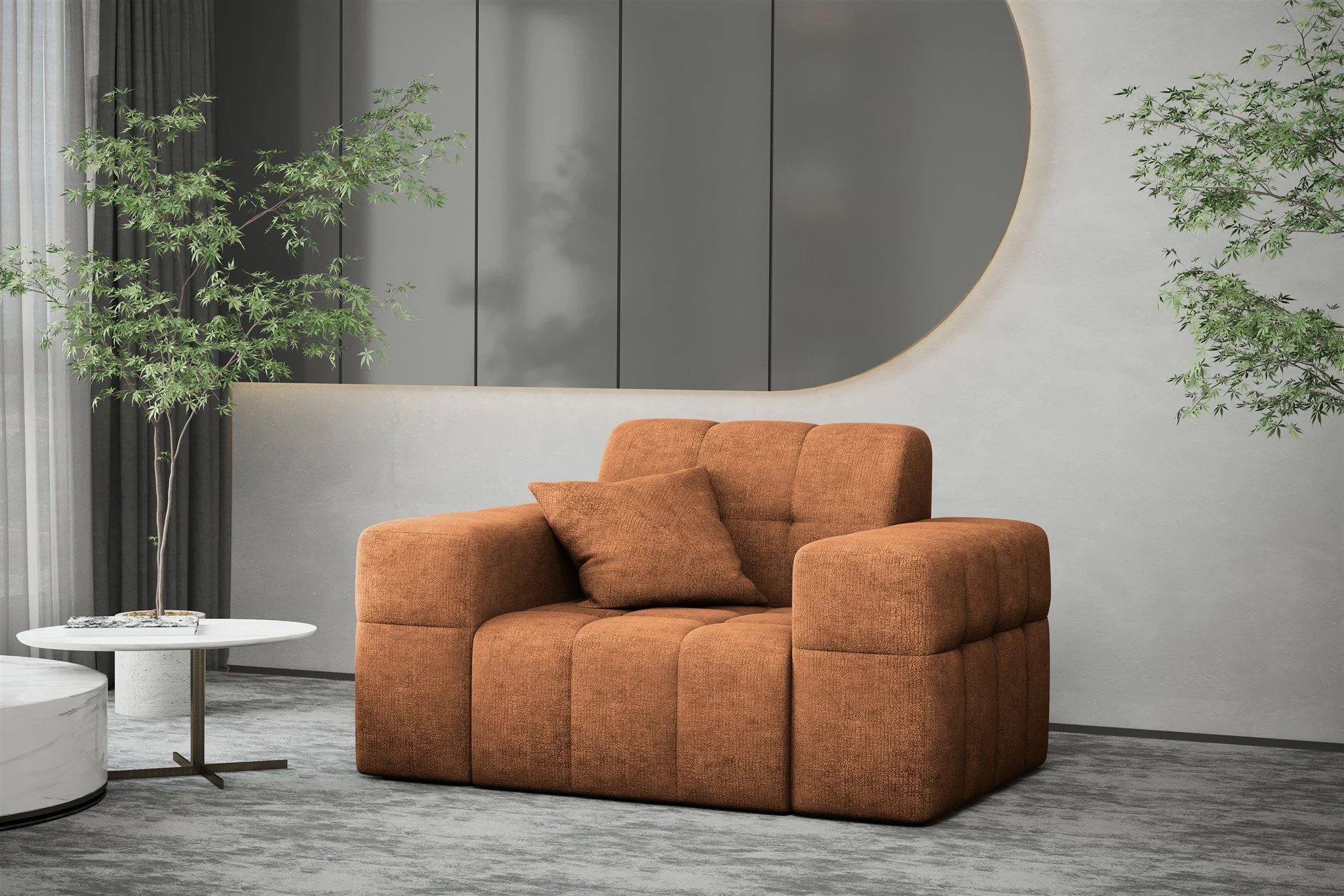 Sessel Designersessel NANCY in Stoff Perfekt Harmony Caramel - Fun Möbel