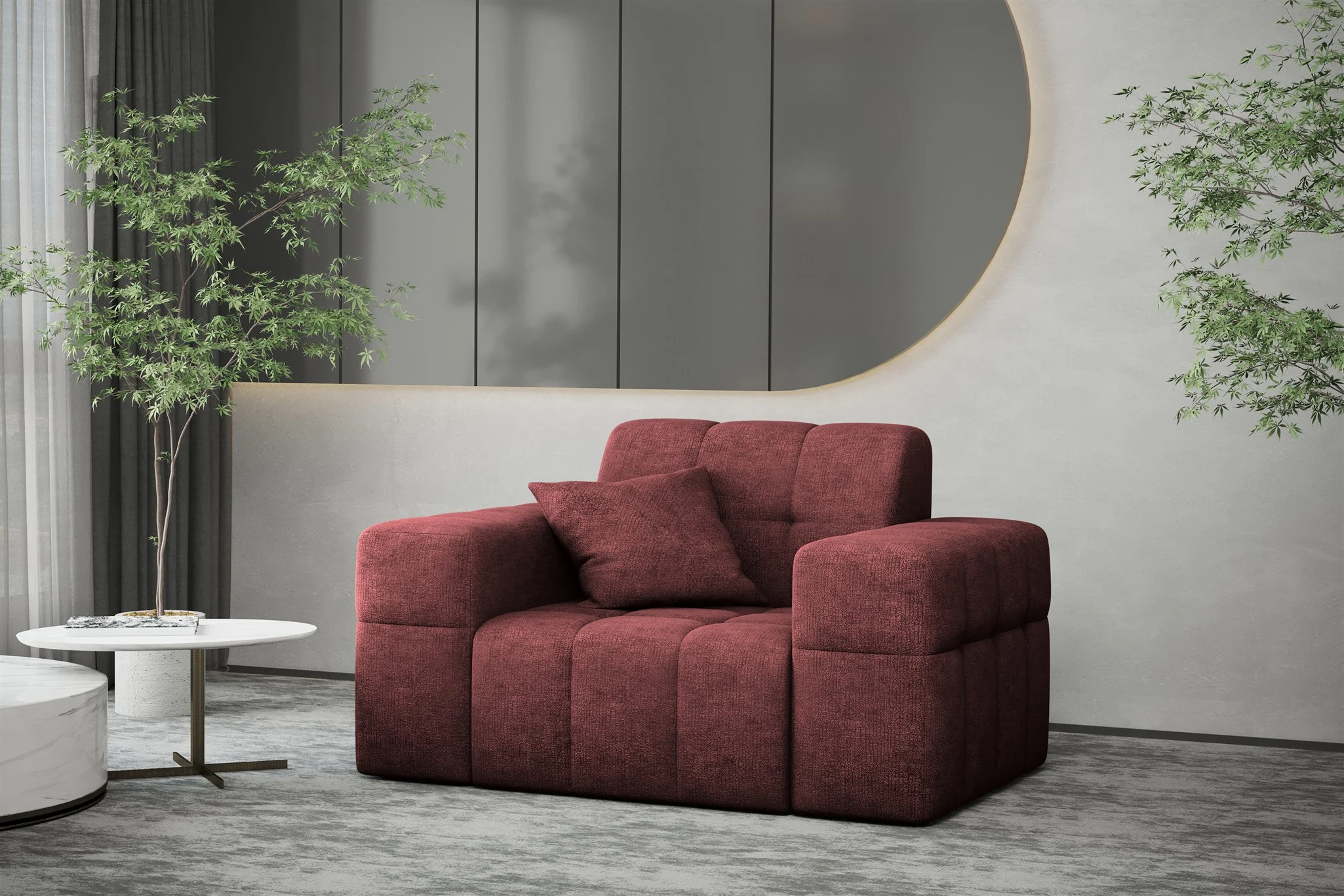 Sessel Designersessel NANCY in Stoff Perfekt Harmony Bordeauxrot - Fun Möbel