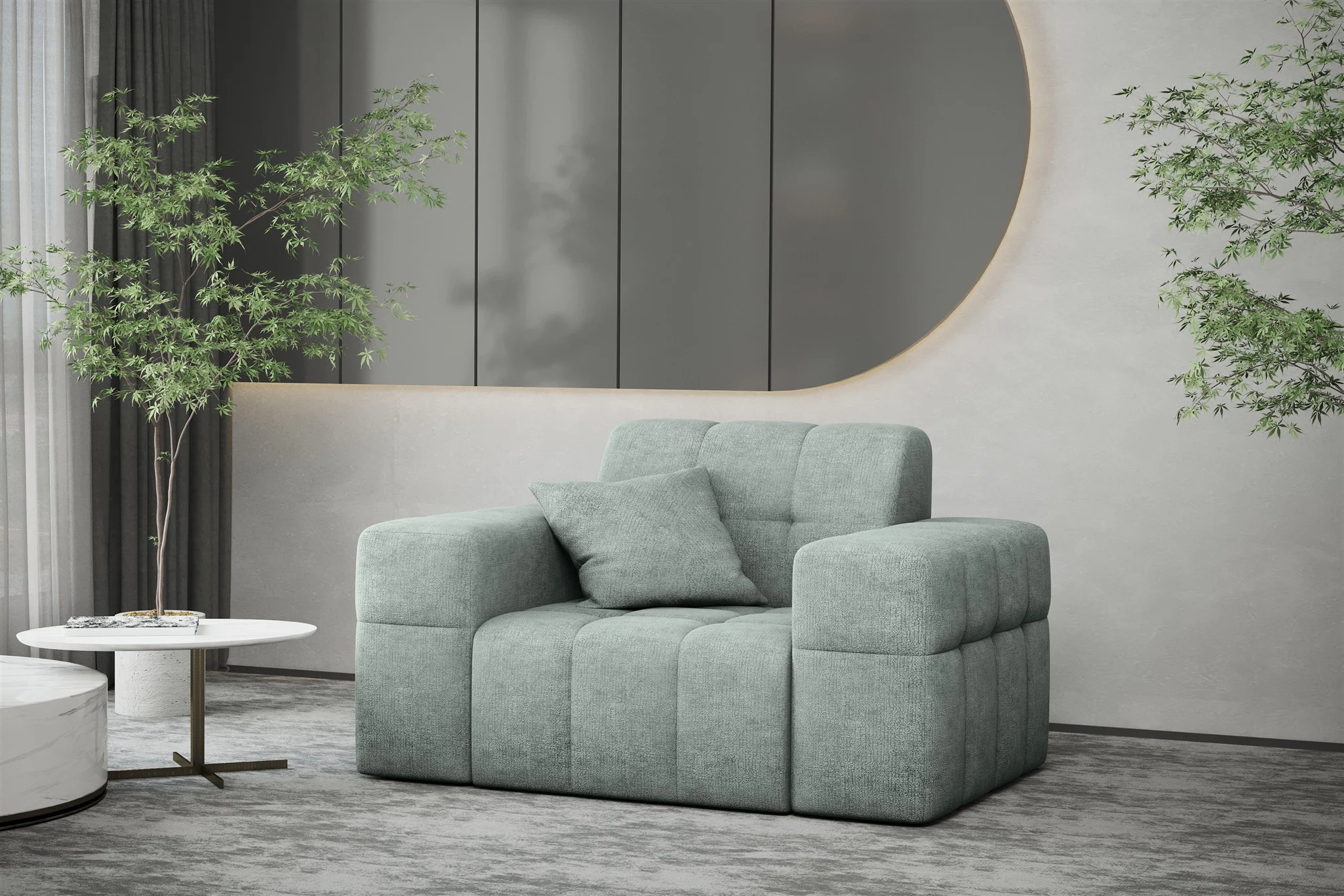Sessel Designersessel NANCY in Stoff Perfekt Harmony Eisblau - Fun Möbel