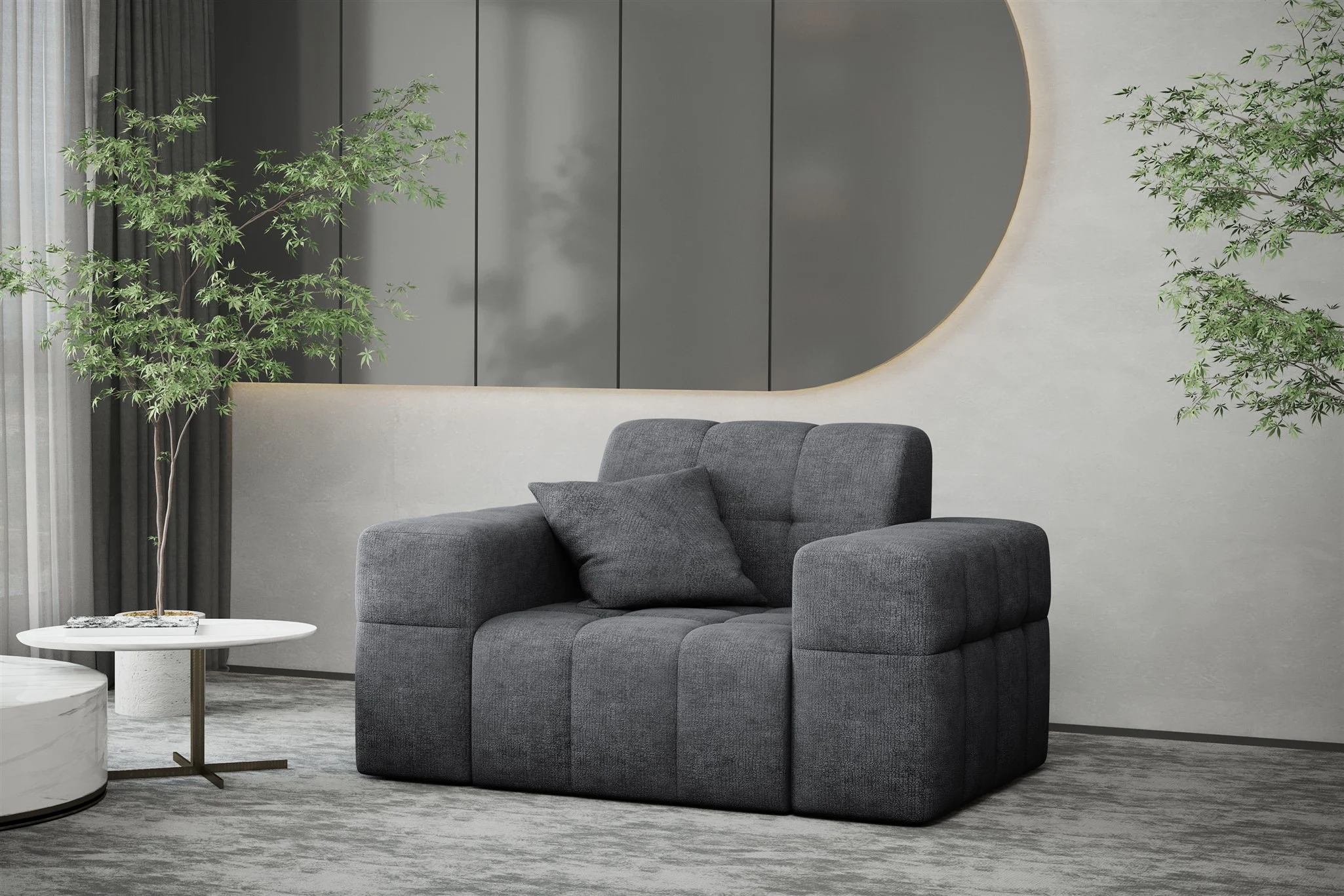 Sessel Designersessel NANCY in Stoff Perfekt Harmony Anthrazit - Fun Möbel