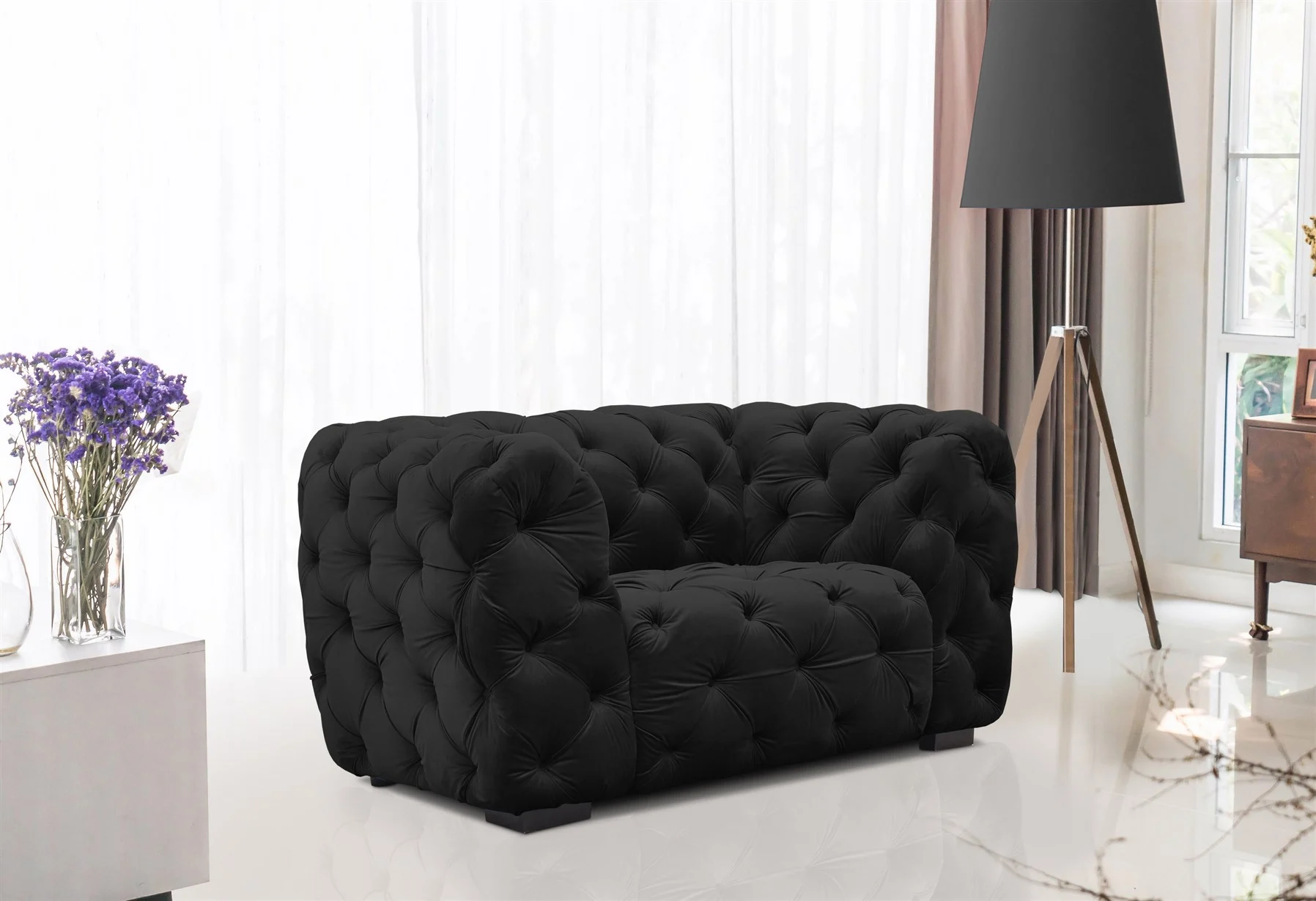 Sessel Designersessel NATALIE in Stoff Riviera Schwarz - Fun Moebel