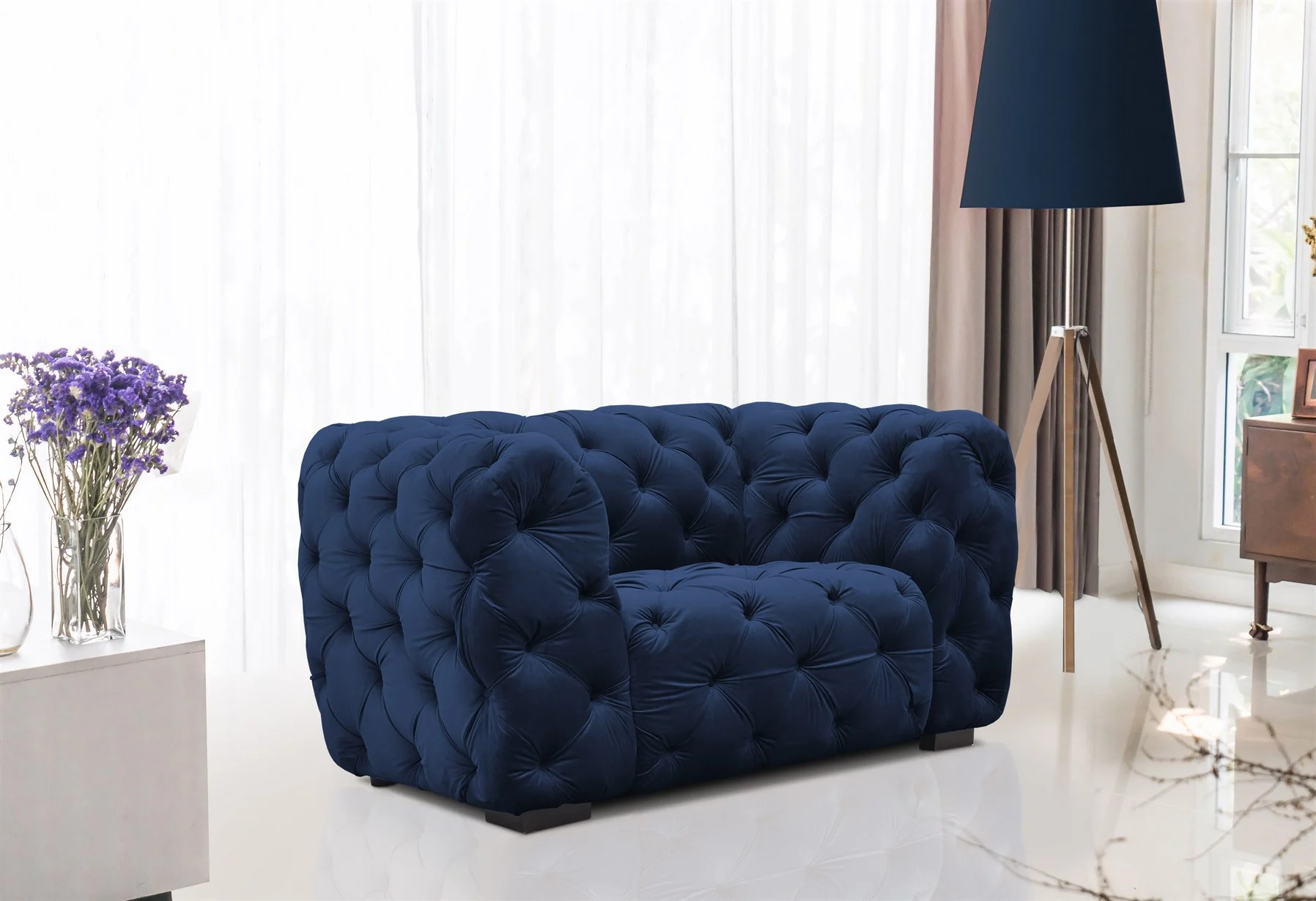 Sessel Designersessel NATALIE in Stoff Riviera Blau - Fun Moebel
