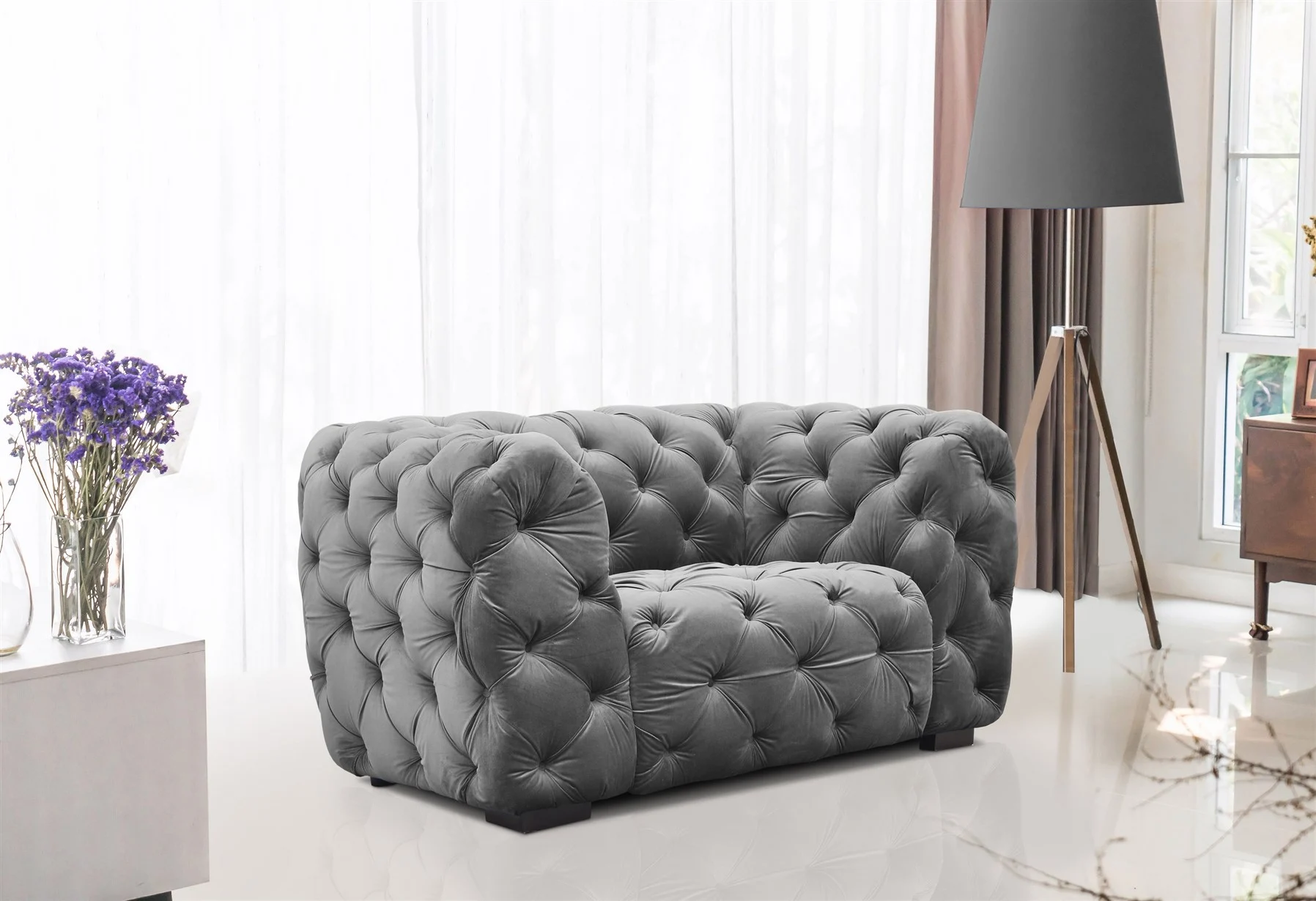 Sessel Designersessel NATALIE in Stoff Riviera Steel - Fun Moebel