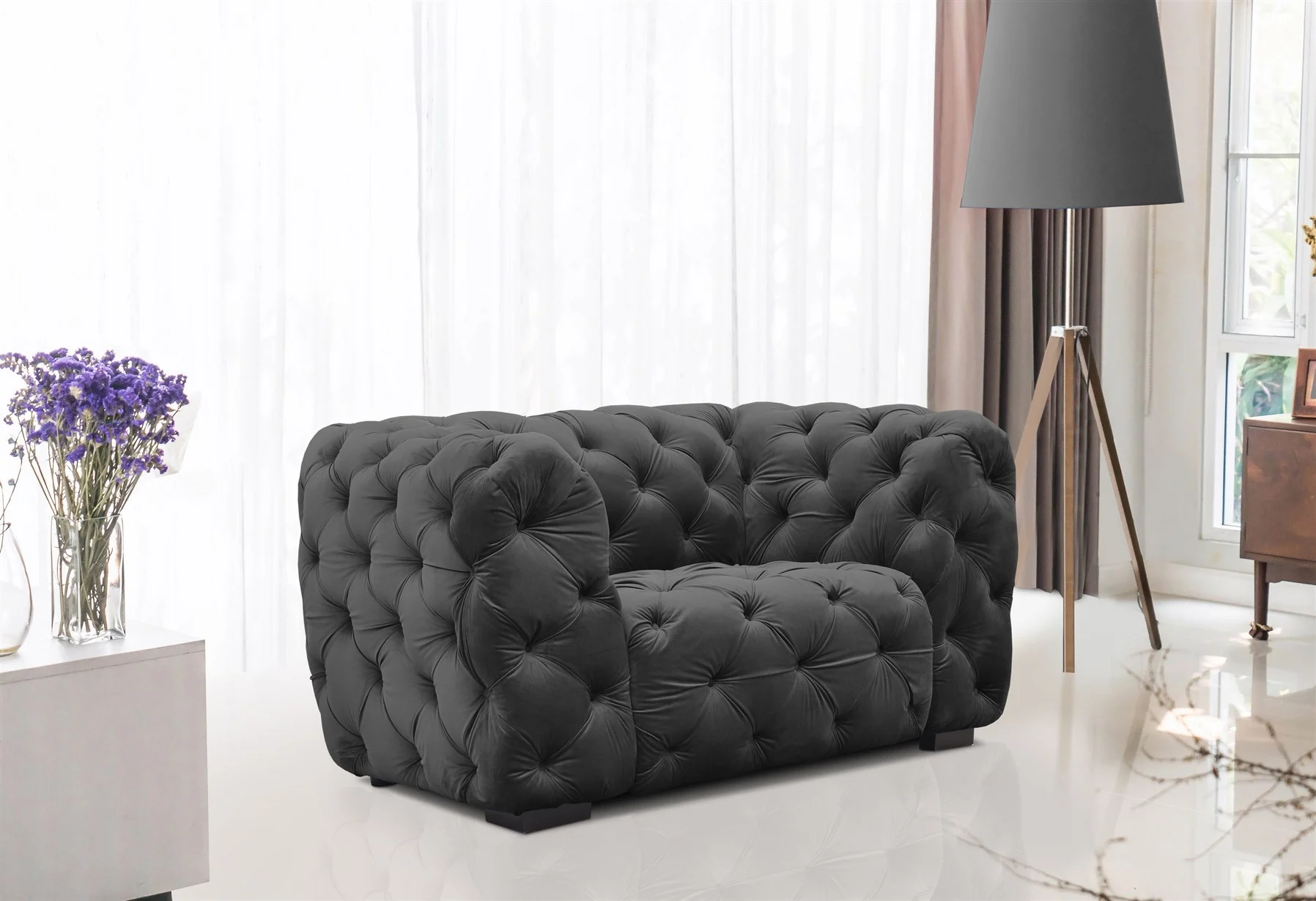 Sessel Designersessel NATALIE in Stoff Riviera Graphit - Fun Moebel