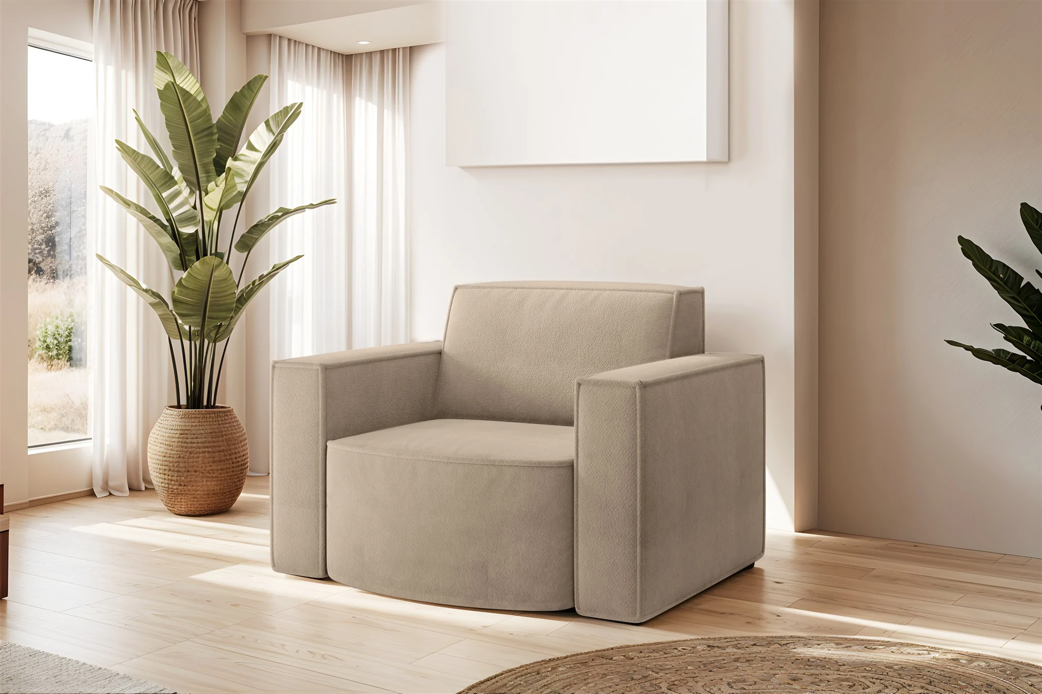 Sessel Designersessel PALMA in Stoff Noel Beige - Fun Möbel