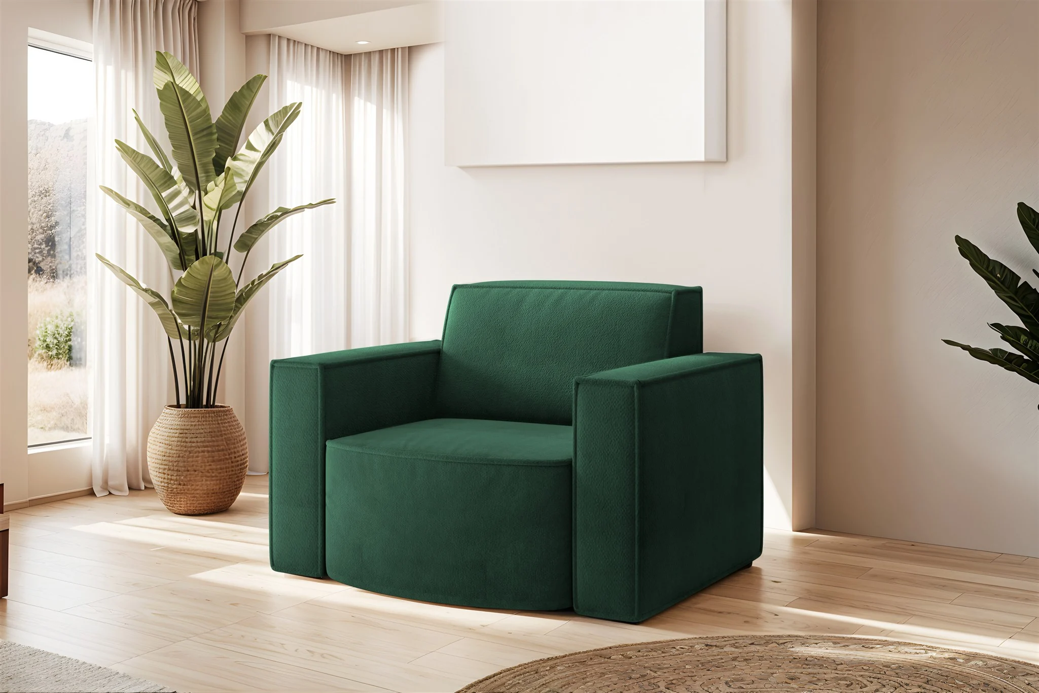 Sessel Designersessel PALMA in Stoff Noel Grün - Fun Möbel