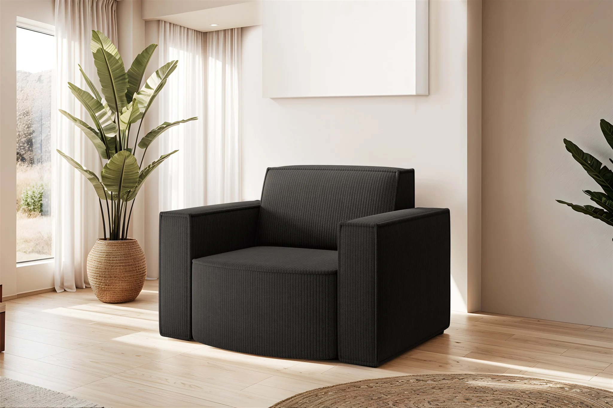 Sessel Designersessel PALMA in Stoff Scala Anthrazit - Fun Möbel
