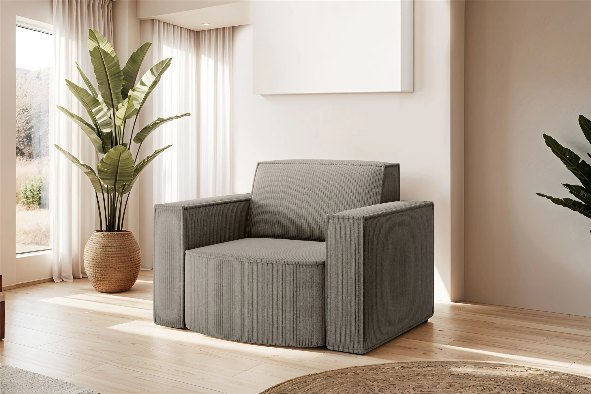 Sessel Designersessel PALMA in Stoff Scala Grau - Fun Möbel