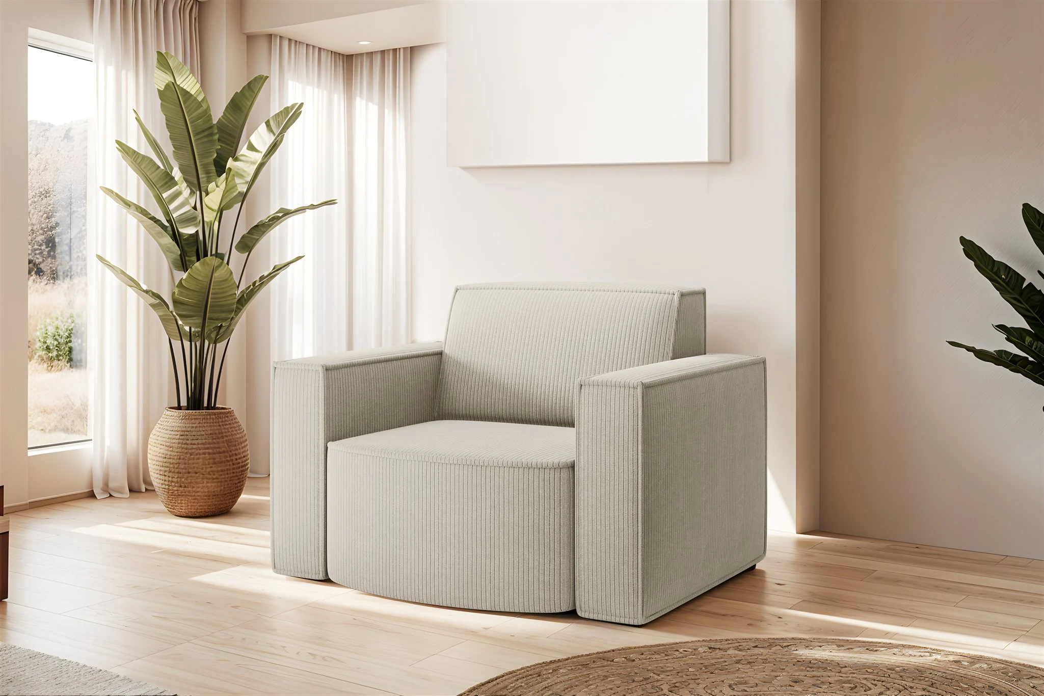 Sessel Designersessel PALMA in Stoff Scala Sand - Fun Möbel
