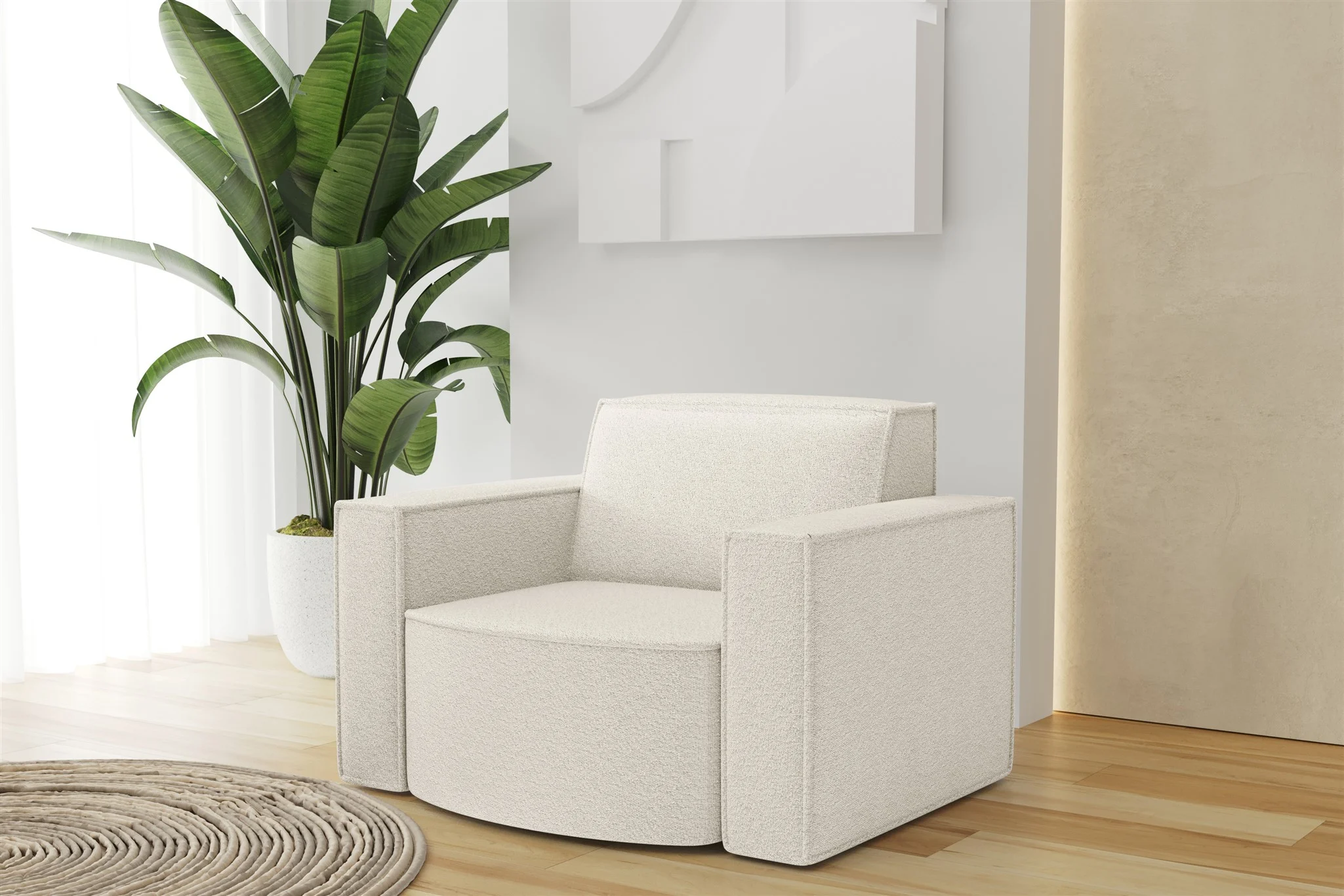 Sessel Designersessel PALMA in Stoff Ascot Beige / Speed - Fun Möbel