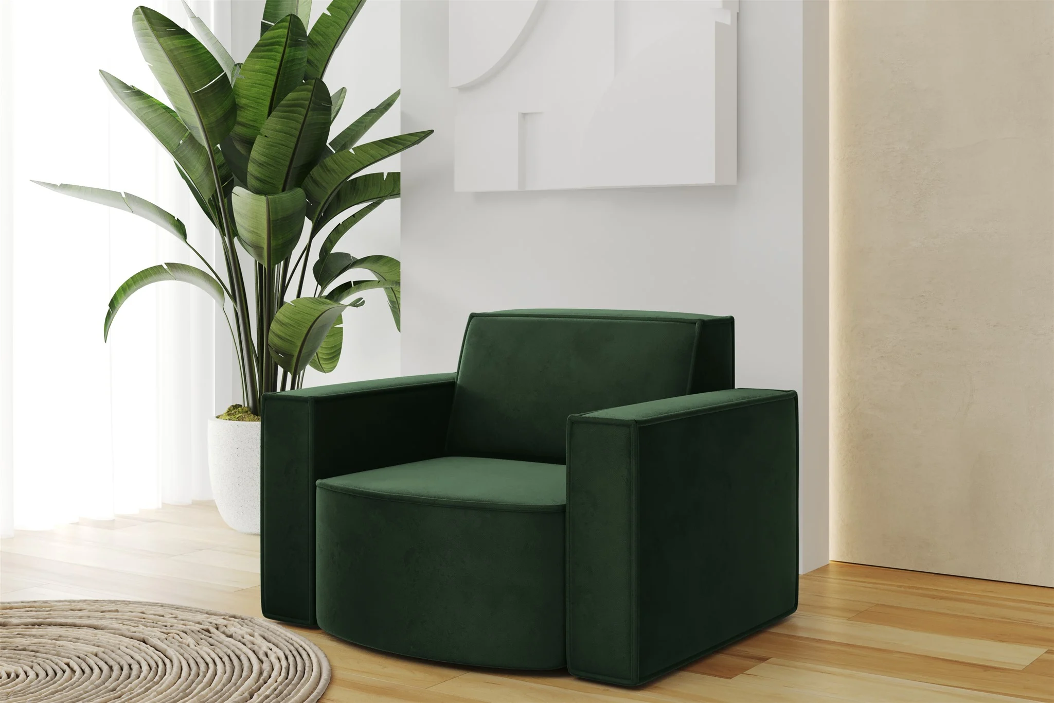 Sessel Designersessel PALMA in Stoff Opera Velvet Grün - Fun Möbel