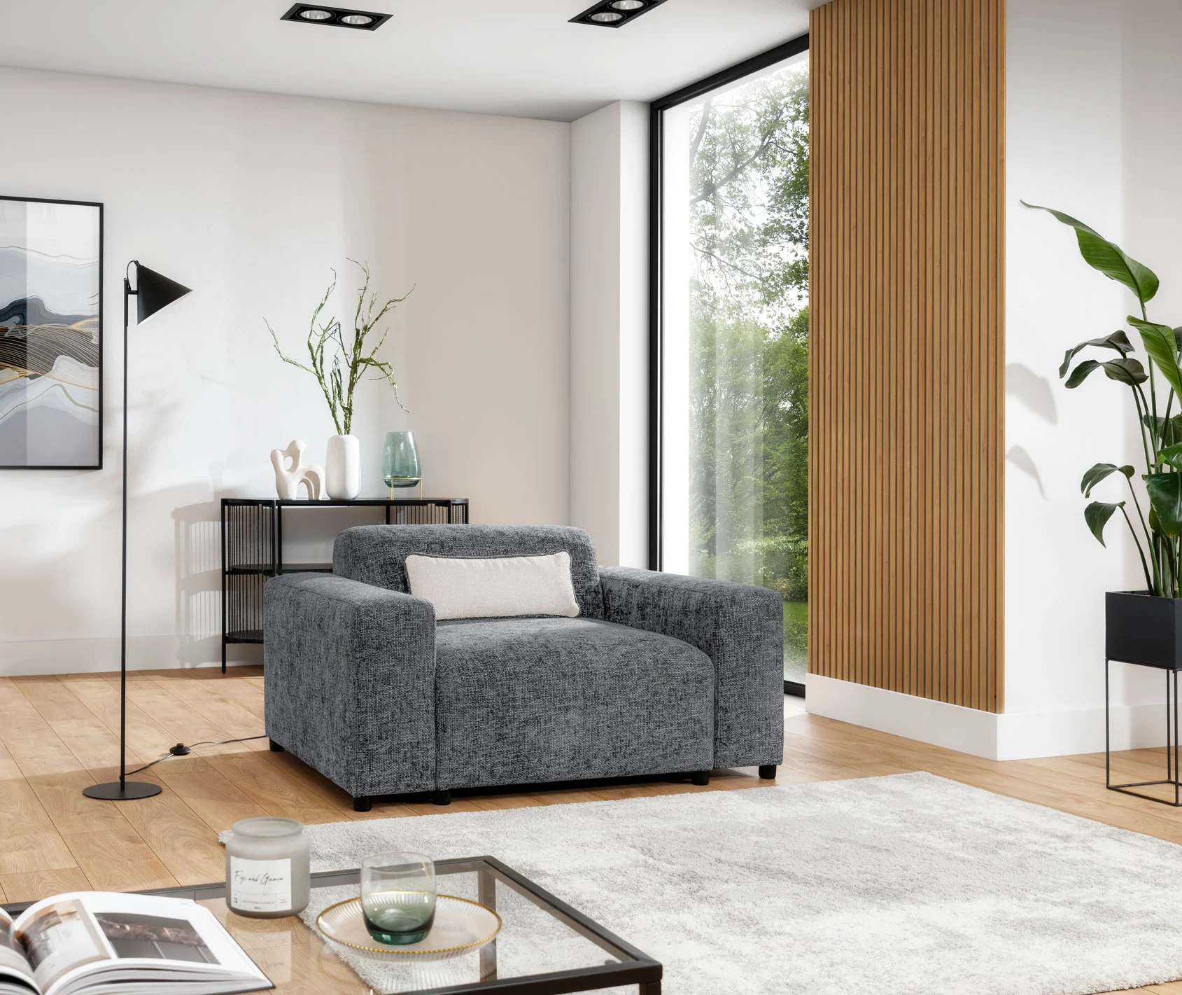 Sessel Designersessel ROMY in Stoff Enjoy Me Grau - Fun Möbel