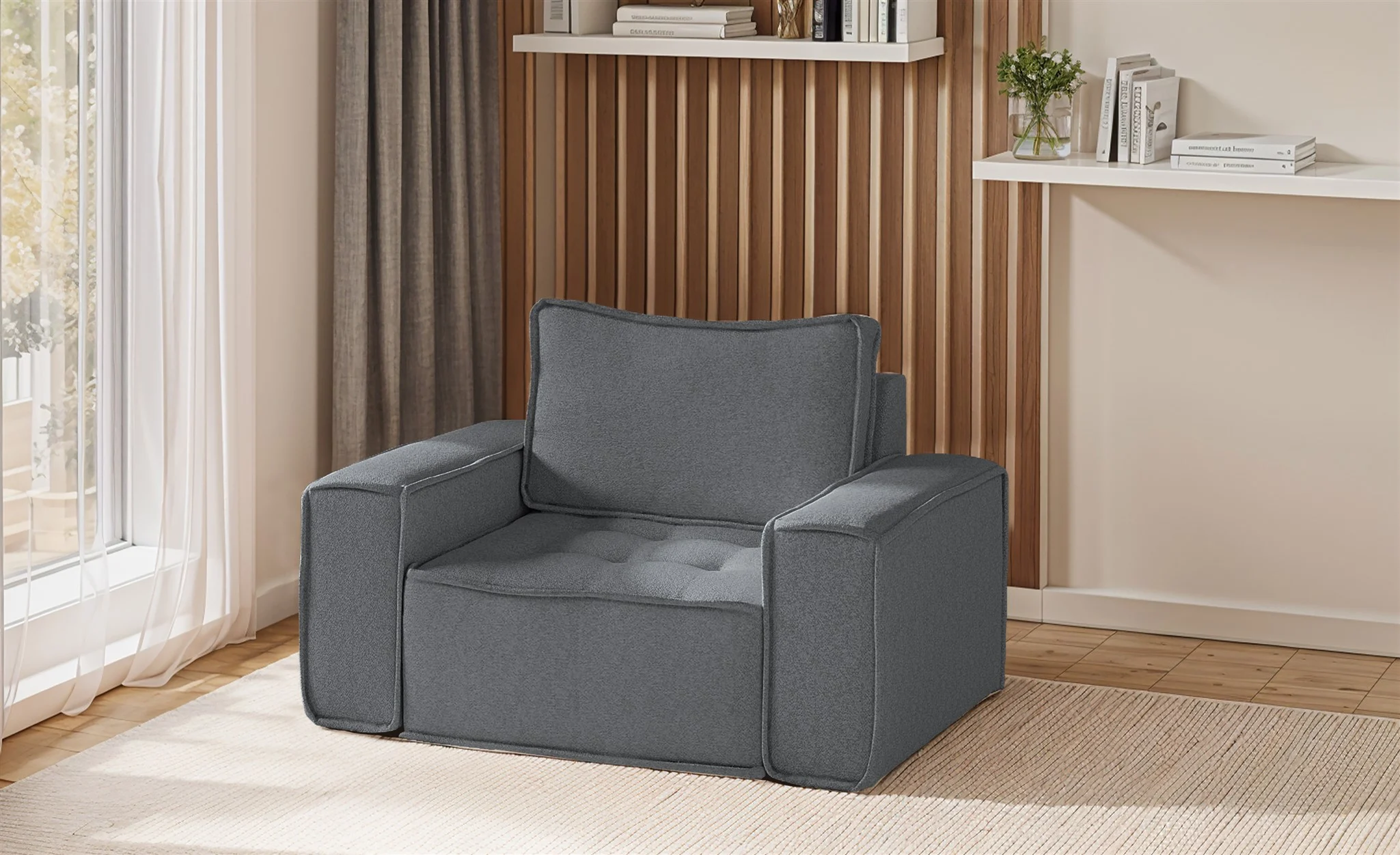 Sessel Designersessel SANDE Stoff Alpine Anthrazit - Fun Möbel