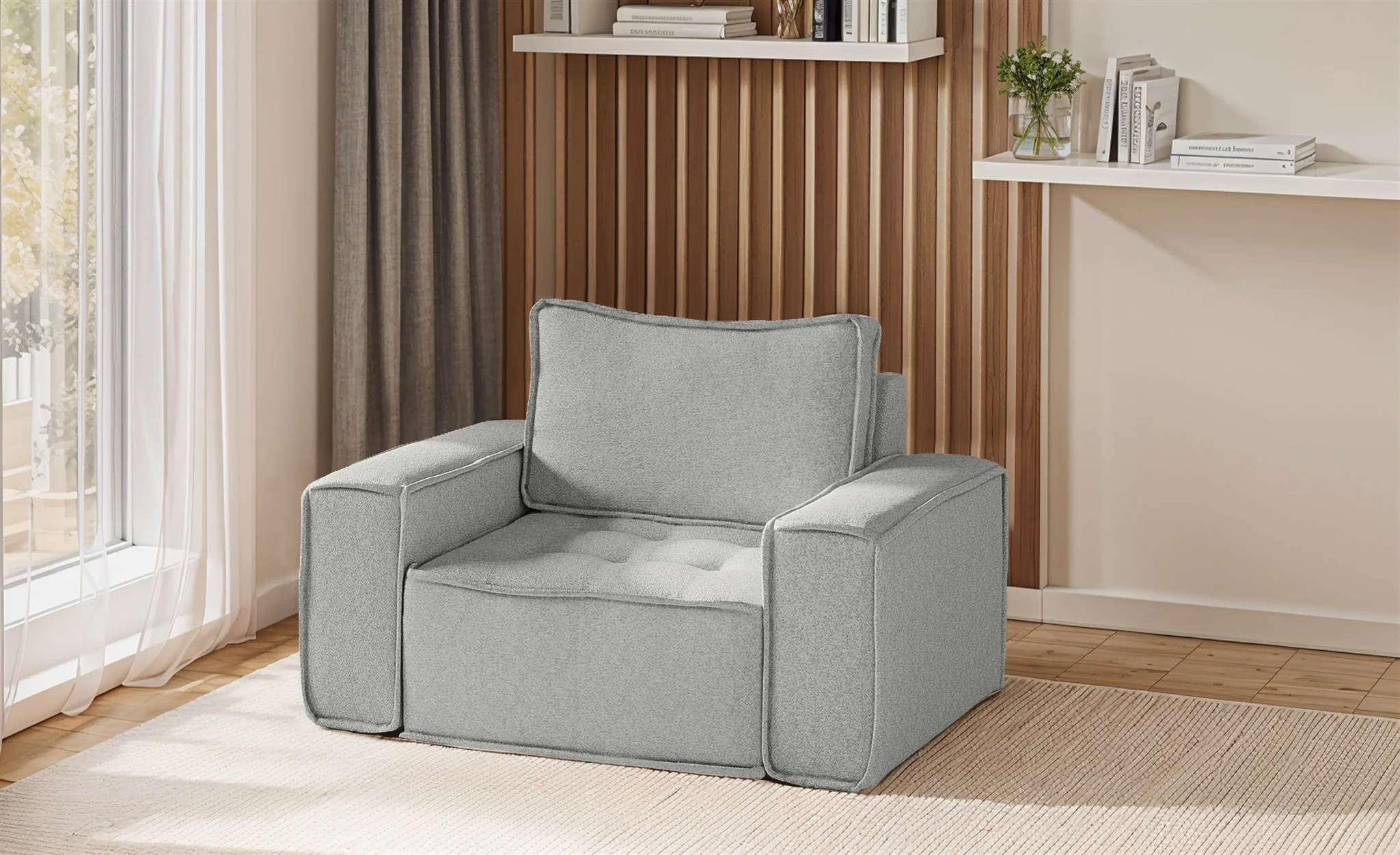 Sessel Designersessel SANDE Stoff Alpine Hellgrau - Fun Möbel