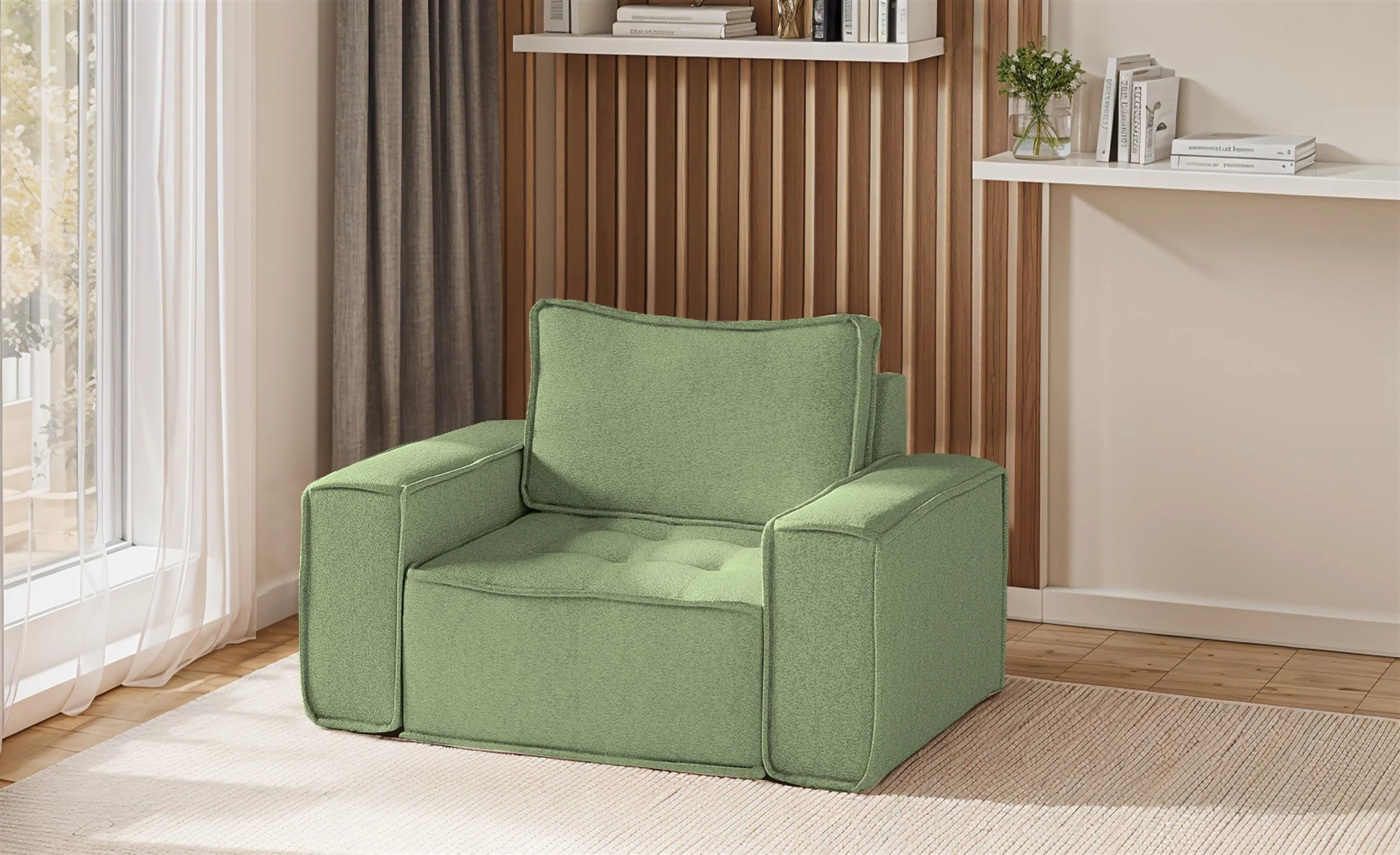 Sessel Designersessel SANDE Stoff Alpine Hellgrün - Fun Möbel