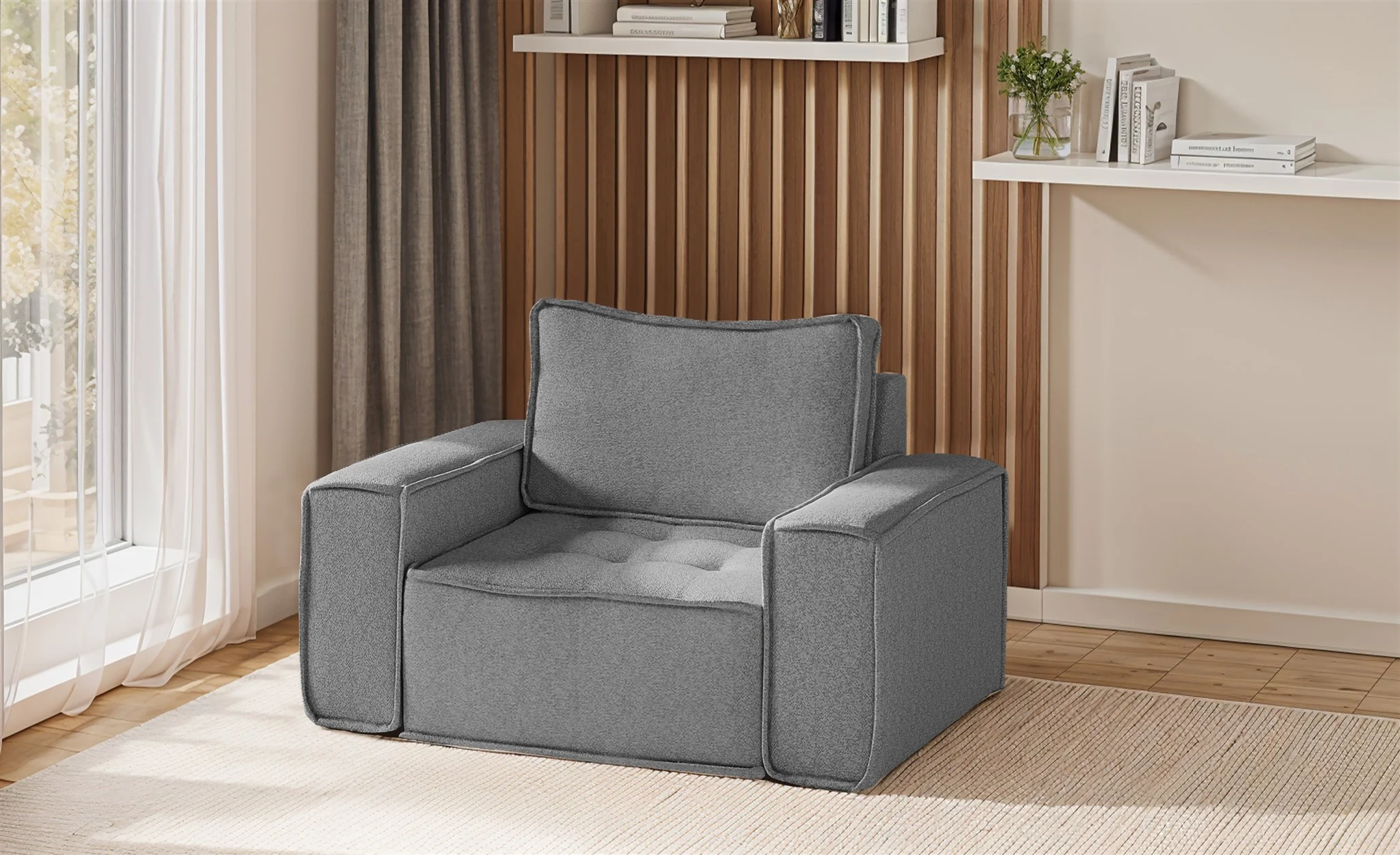 Sessel Designersessel SANDE Stoff Raven Grau - Fun Möbel