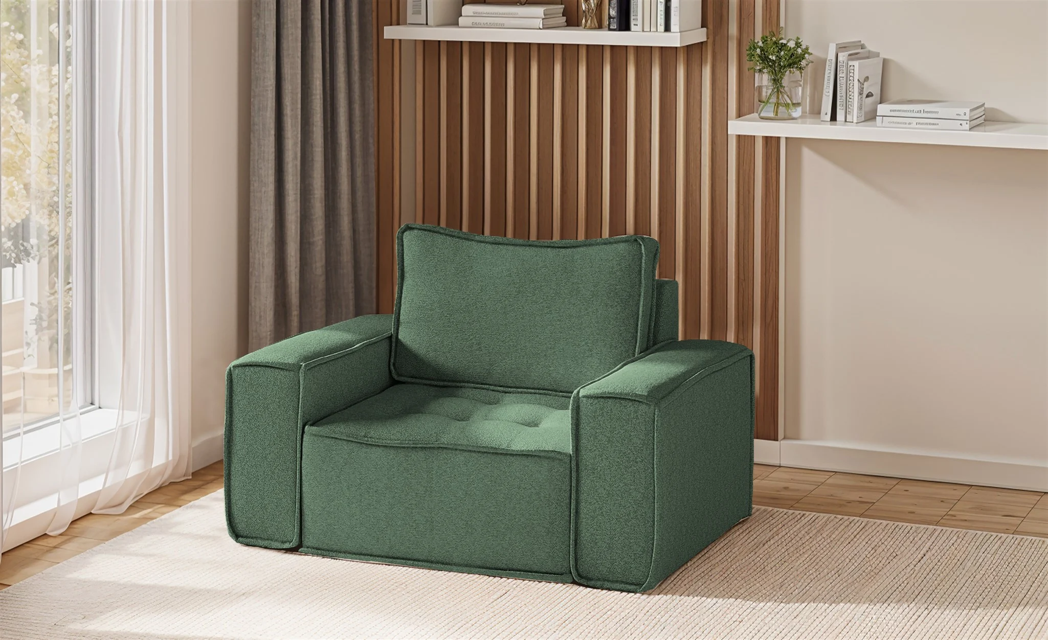 Sessel Designersessel SANDE Stoff Raven Flaschengrün - Fun Möbel