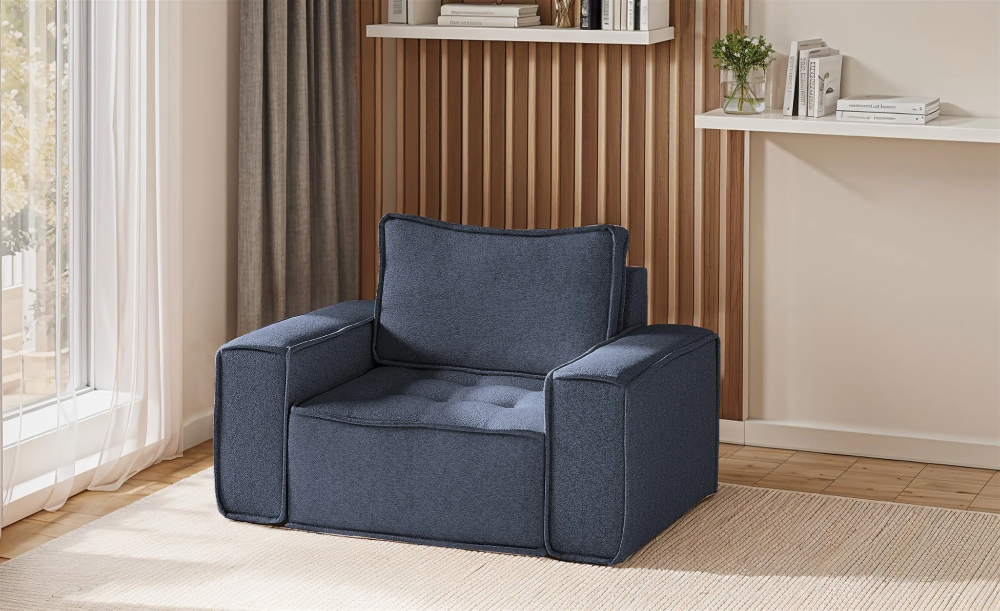 Sessel Designersessel SANDE Stoff Raven Blau - Fun Möbel