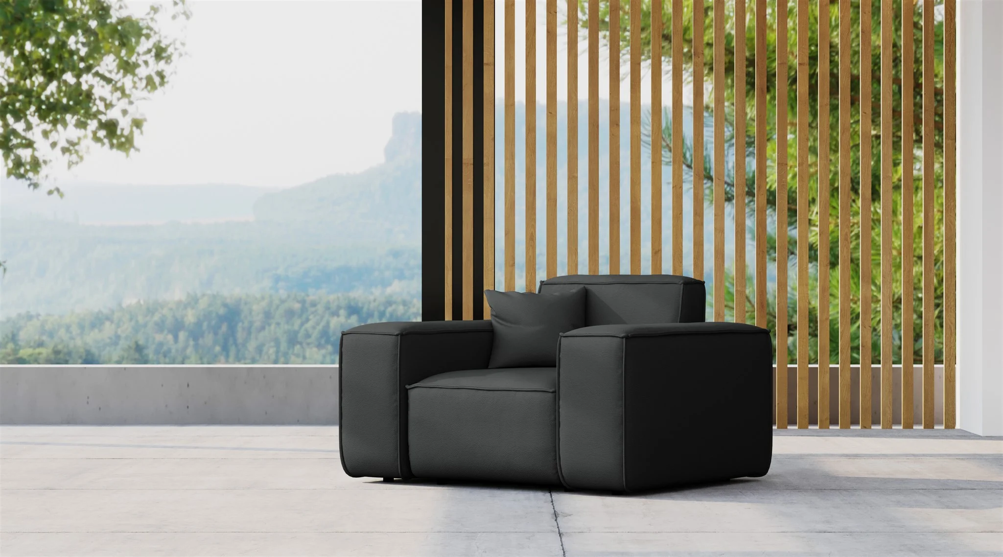 Gartensessel Sessel Loungsessel SUMMER wetterfester Stoff NXL Schwarz - Fun Möbel