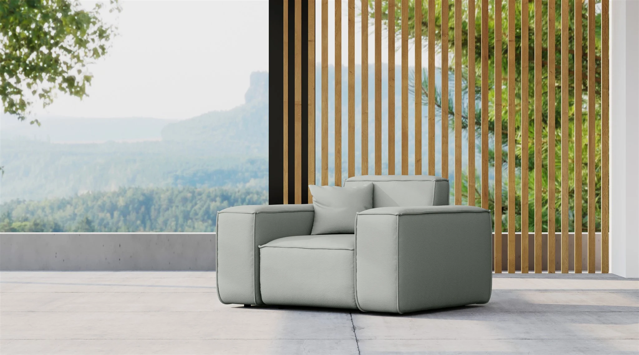 Gartensessel Sessel Loungsessel SUMMER wetterfester Stoff NXL Hellgrau - Fun Möbel