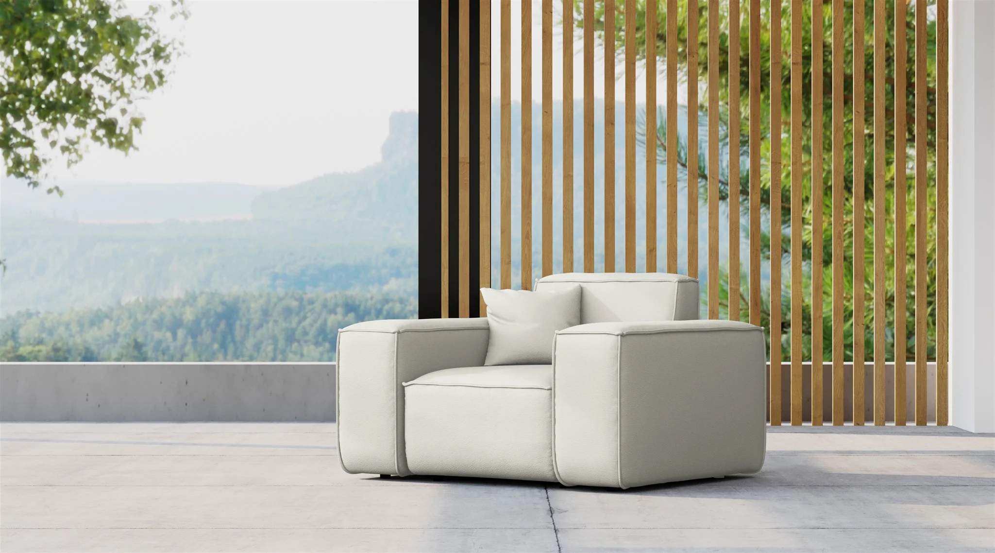 Gartensessel Sessel Loungsessel SUMMER wetterfester Stoff NXL Altweiß - Fun Möbel