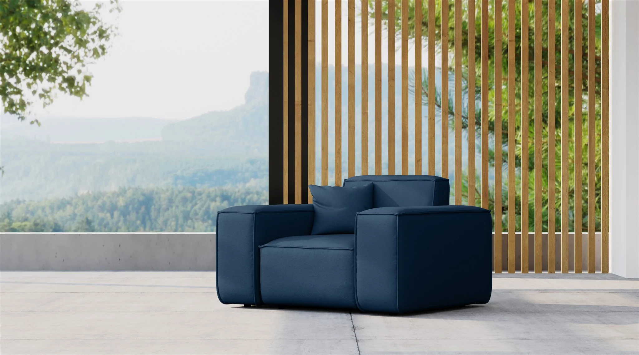 Gartensessel Sessel Loungsessel SUMMER wetterfester Stoff NXL Dunkelblau - Fun Möbel