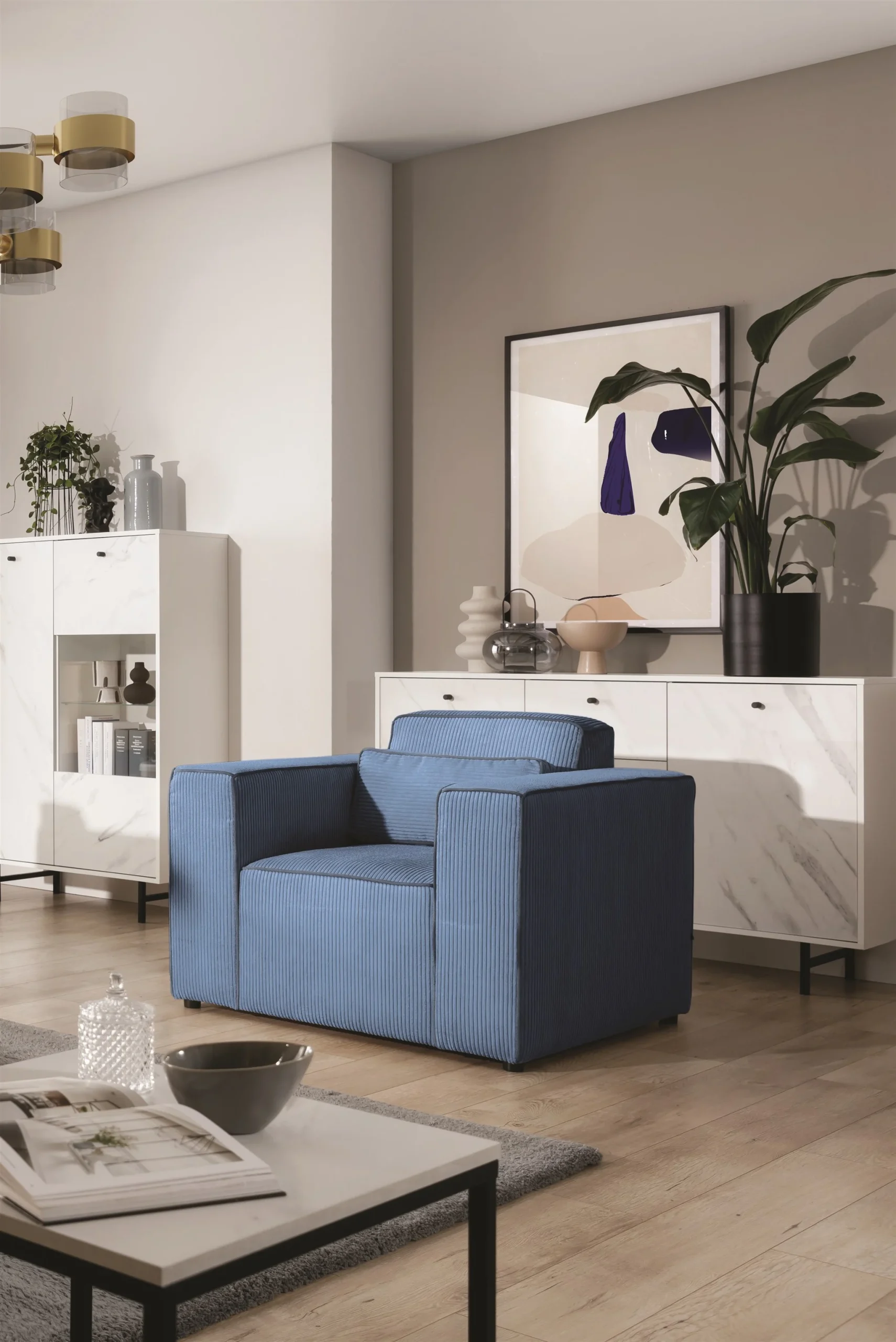 Sessel Designersessel WALDO in Stoff Poso Blau - Fun Möbel