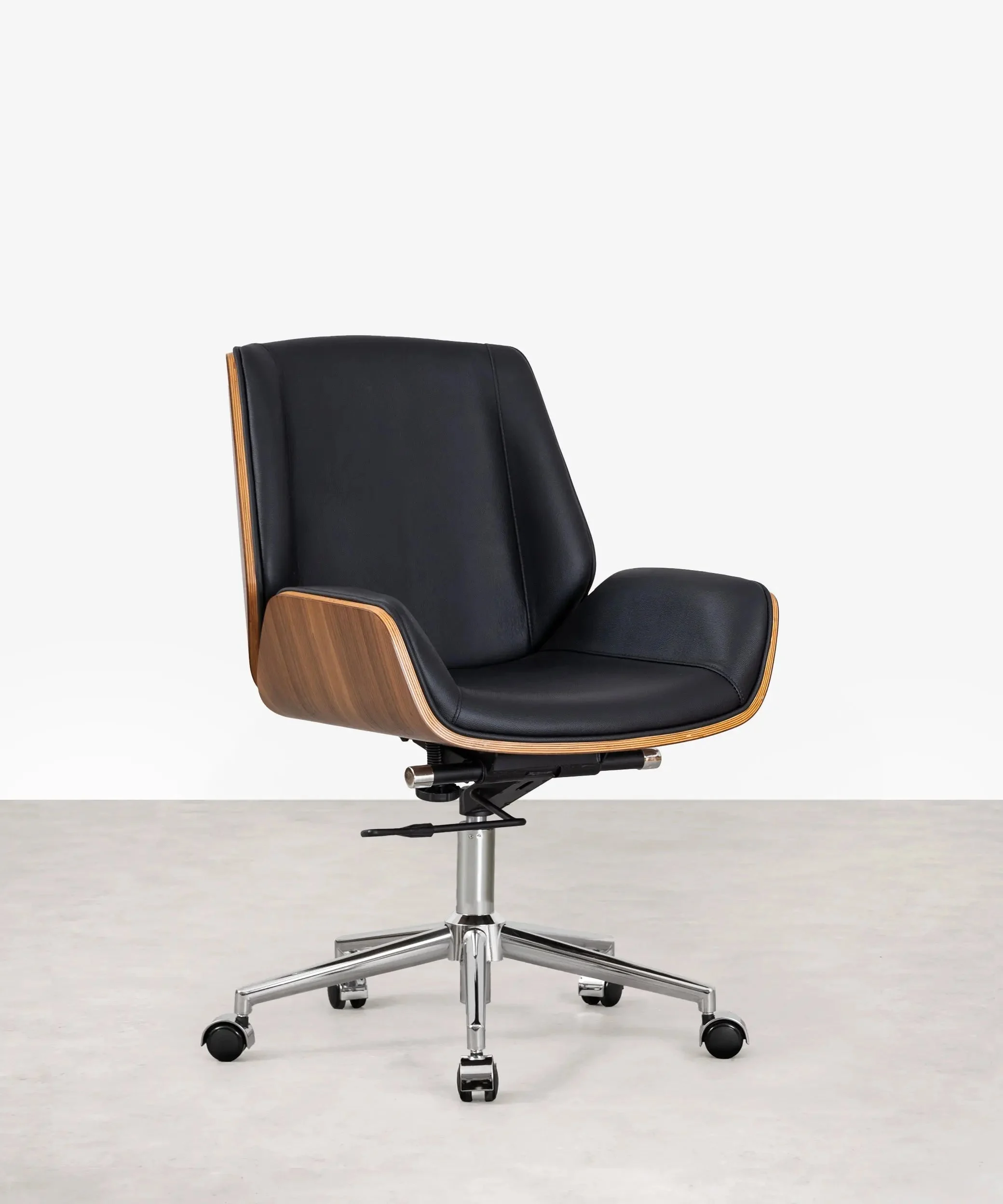 Schreibtischstuhl aus italienischem Leder und Holz Rocket - NORTHDECO