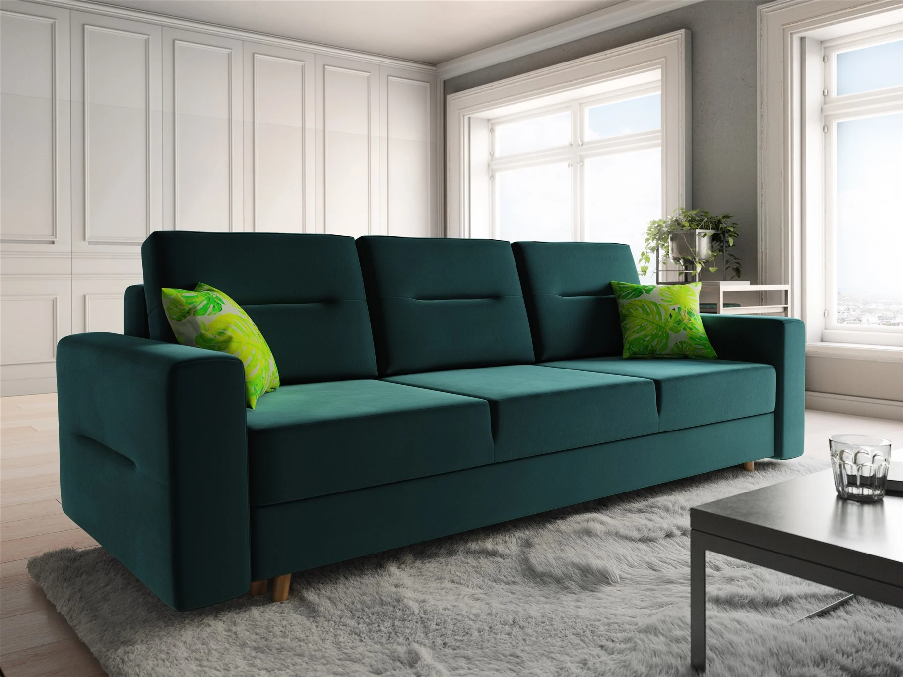 Sofa 3-Sitzer BELMIRA mit Schlaffunktion Flaschengrün