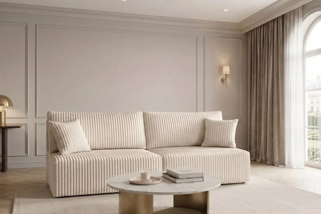 Sofa mit Schlaffunktion und Bettkasten Cordstoff Tilia, BEST MINI