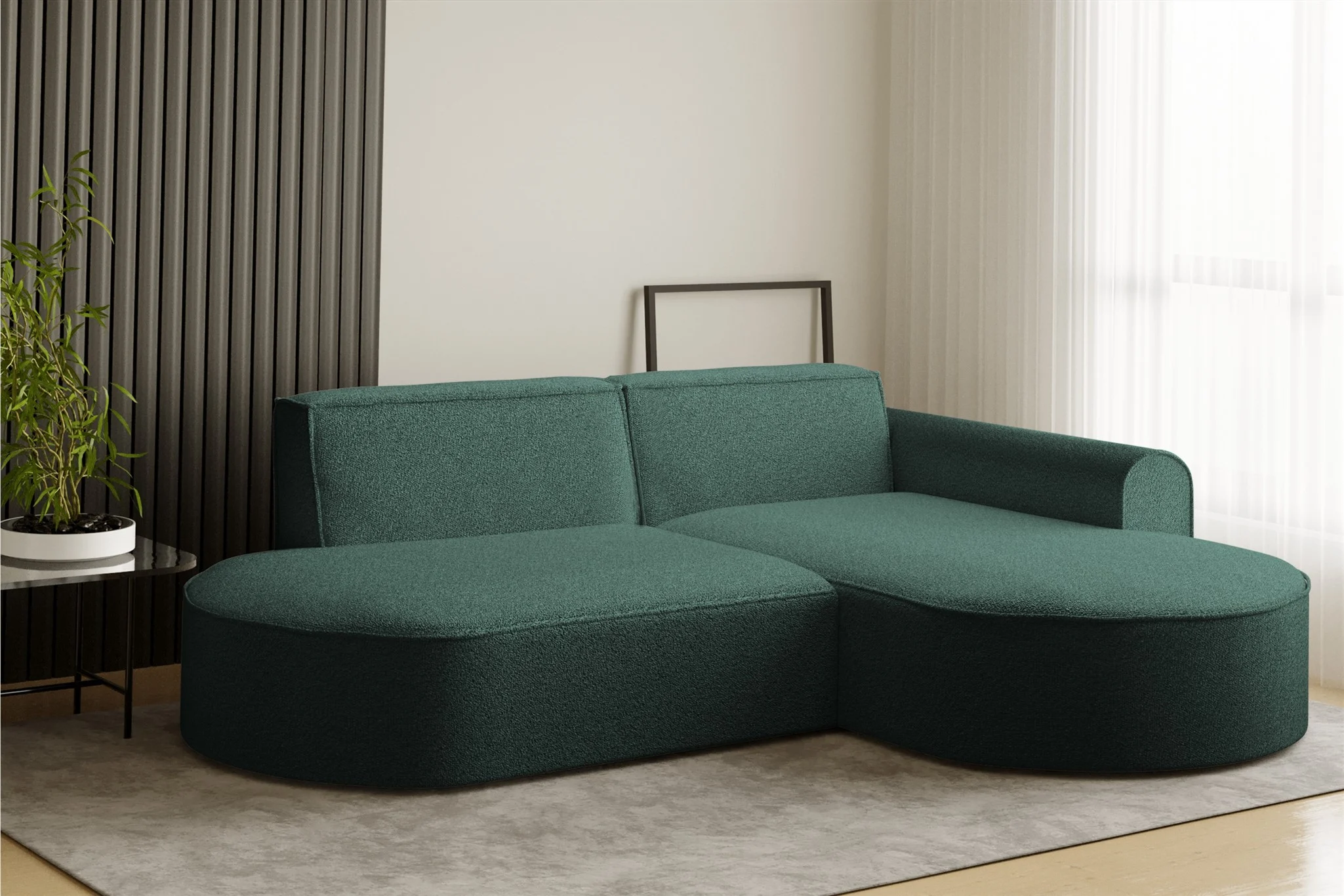 Ecksofa Designersofa BONDY in Stoff Ascot Petrol Ottomane Rechts - Fun Möbel
