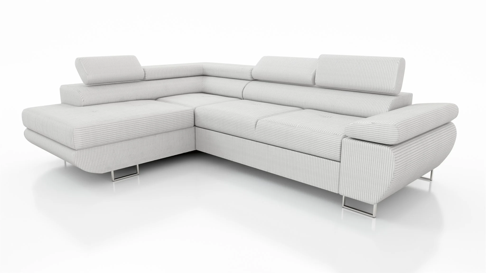 Couchgarnitur ELON Stoff Hellbeige mit Schlaffunktion Ottomane Links - Fun Moebel