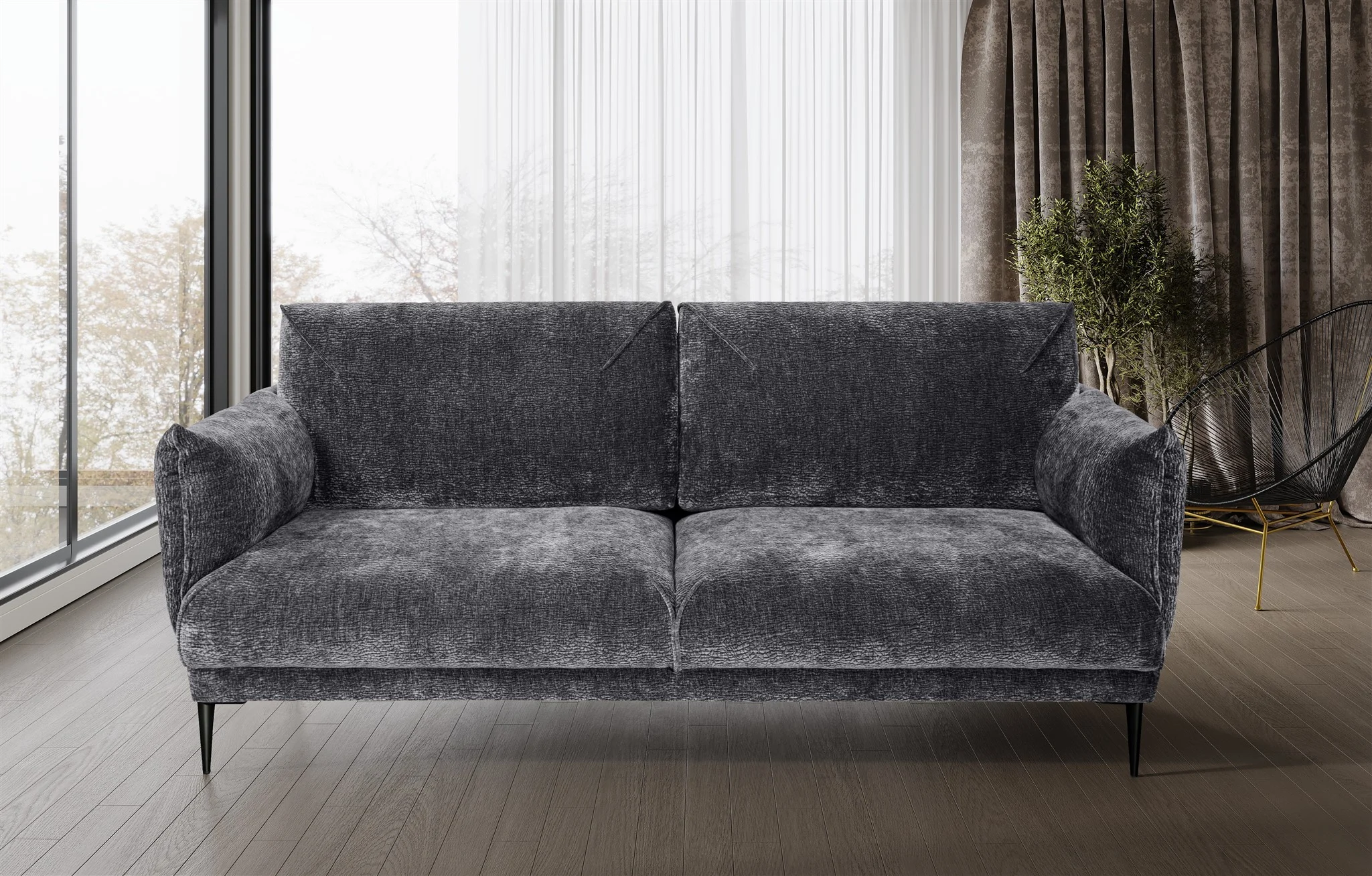 Sofa Designersofa MADISON 3-Sitzer in Stoff Dress Me Grau