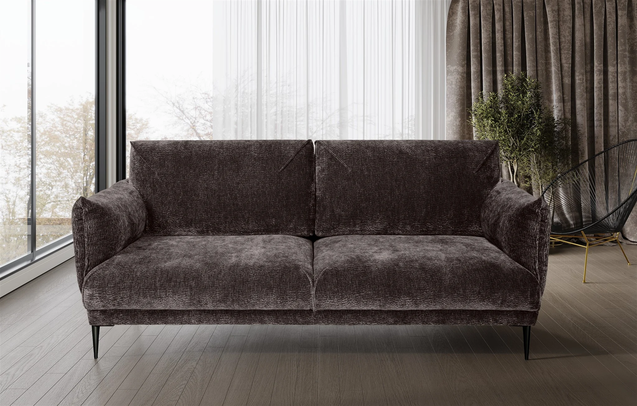 Sofa Designersofa MADISON 3-Sitzer in Stoff Dress Me Braun