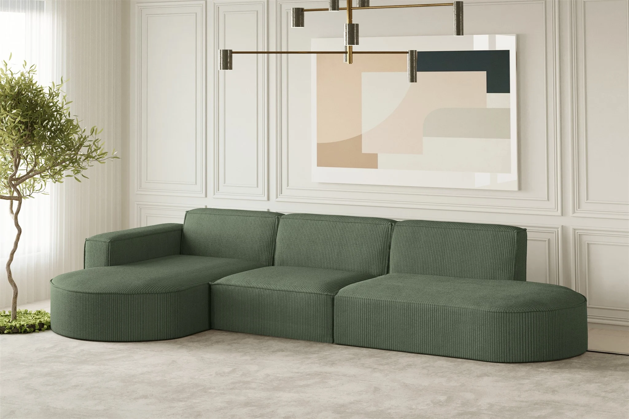 Ecksofa Designersofa PALMA in Stoff Scala Forest Ottomane Links - Fun Moebel