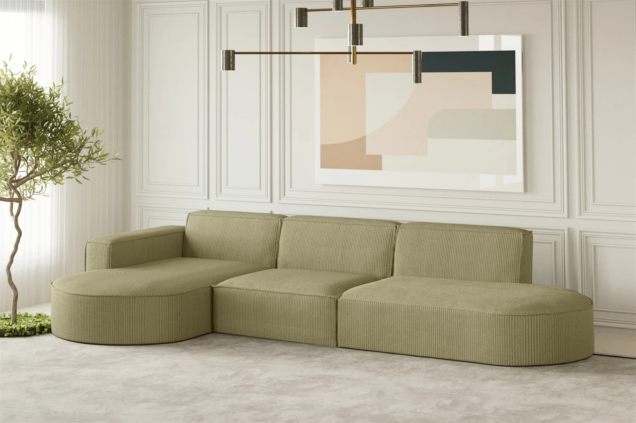 Ecksofa Designersofa PALMA in Stoff Scala Kiwi Ottomane Links - Fun Moebel