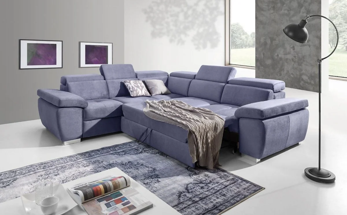 Ecksofa Schlafsofa ROXI Violett Kurze Schenkel Links - Fun Moebel