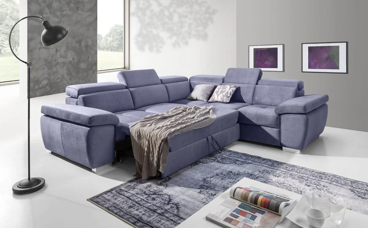 Ecksofa Schlafsofa ROXI Violett Kurze Schenkel Rechts - Fun Moebel