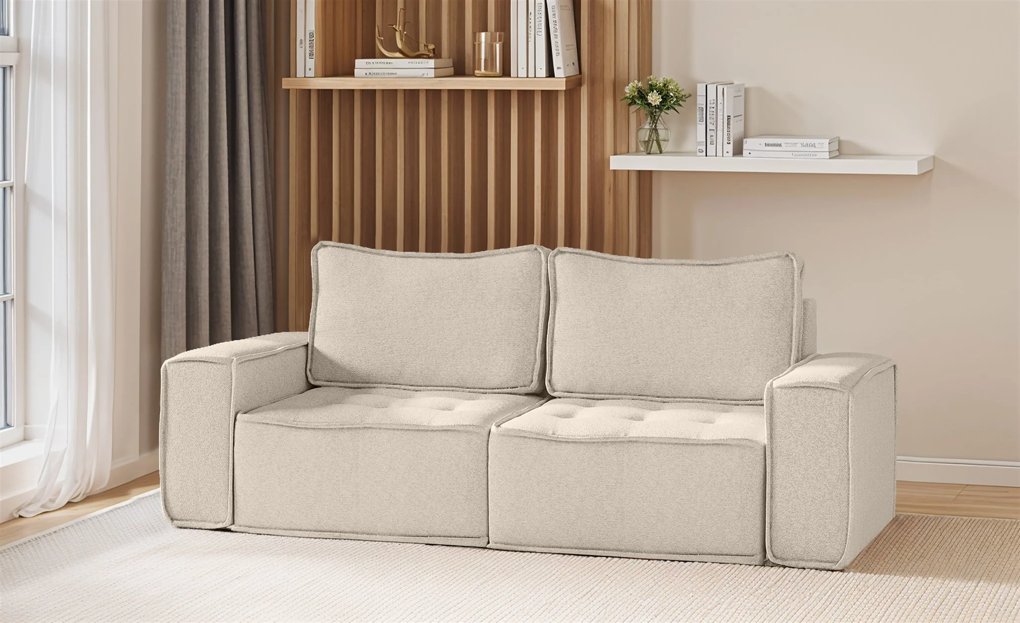 Sofa Modulsofa 2-teilig SANDE 2-Sitzer Stoff Alpine Beige