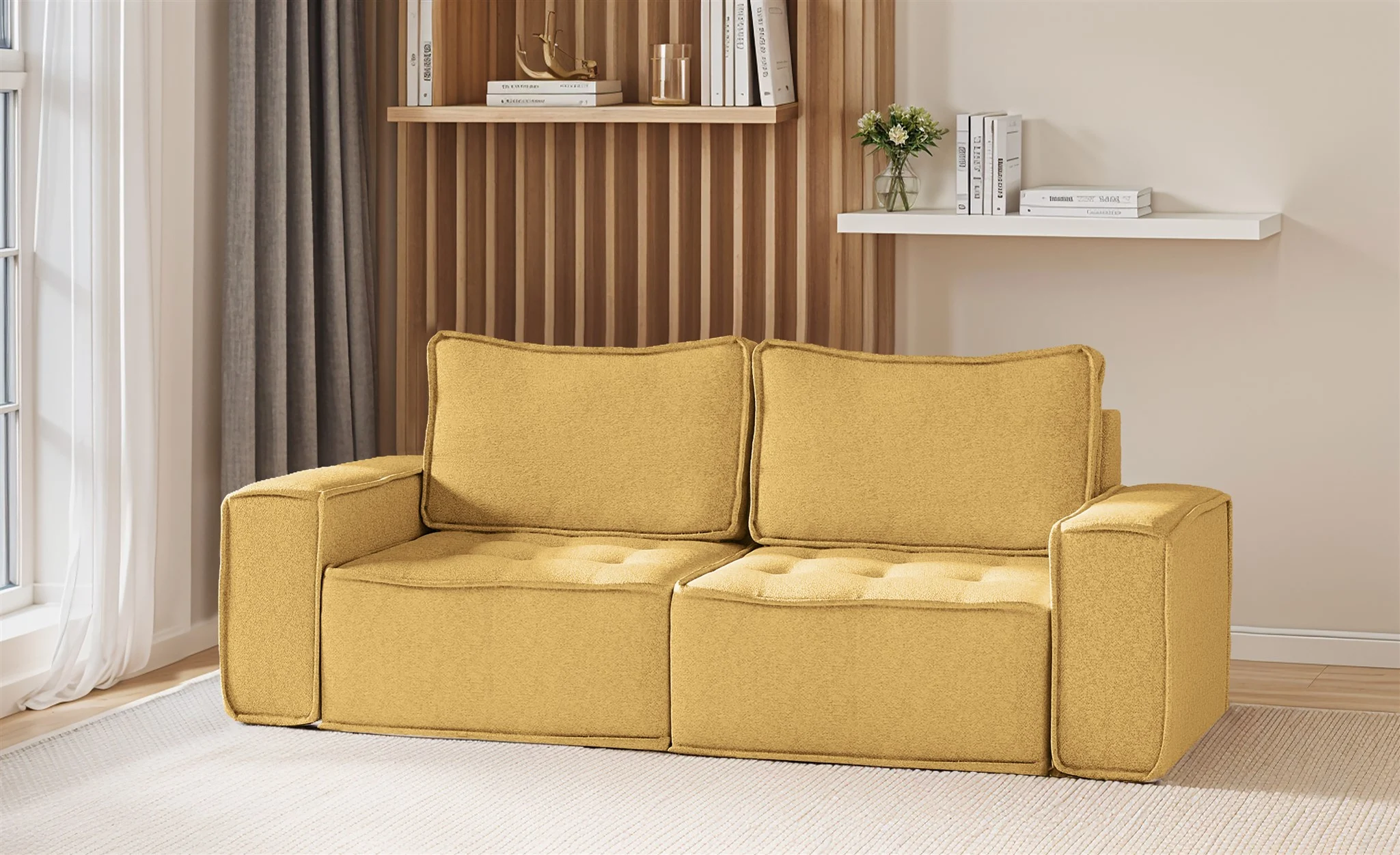 Sofa Modulsofa 2-teilig SANDE 2-Sitzer Stoff Raven Honiggelb