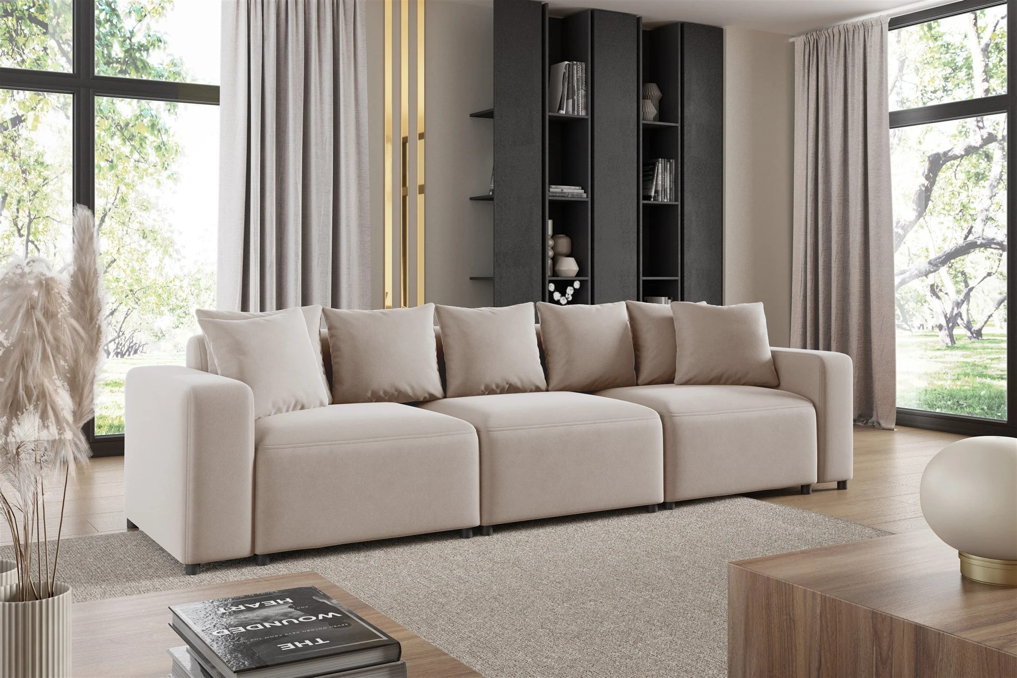 Sofa Designersofa Bigsofa MEGAN 3-Sitzer in Stoff Salvador Hellbeige